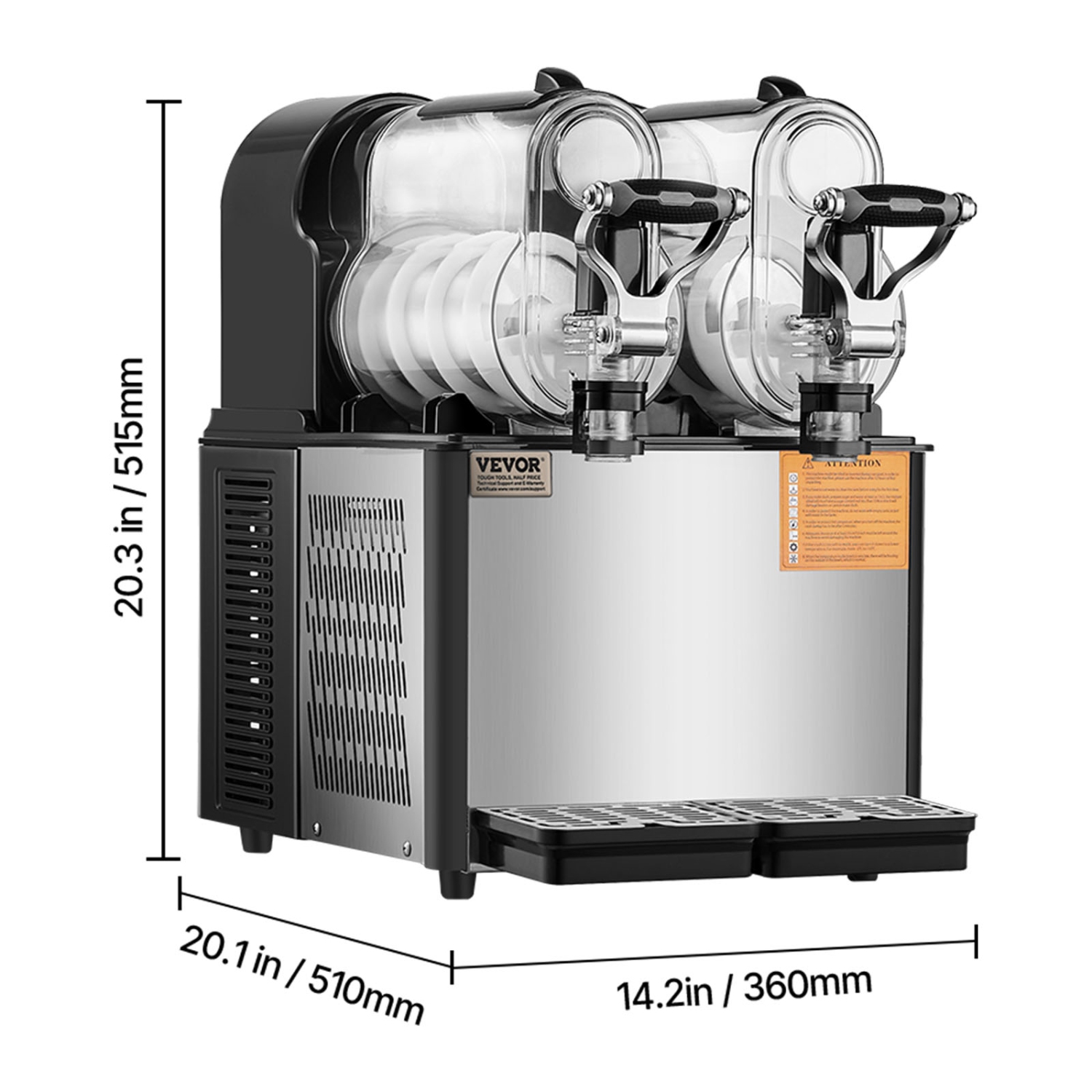 VEVOR 3Lx2 Commercial Slushy Machine, Double Tank Drink Machine, 24 Cups Stainless Steel Margarita Smoothie Frozen Drink Maker, Slushie Maker for