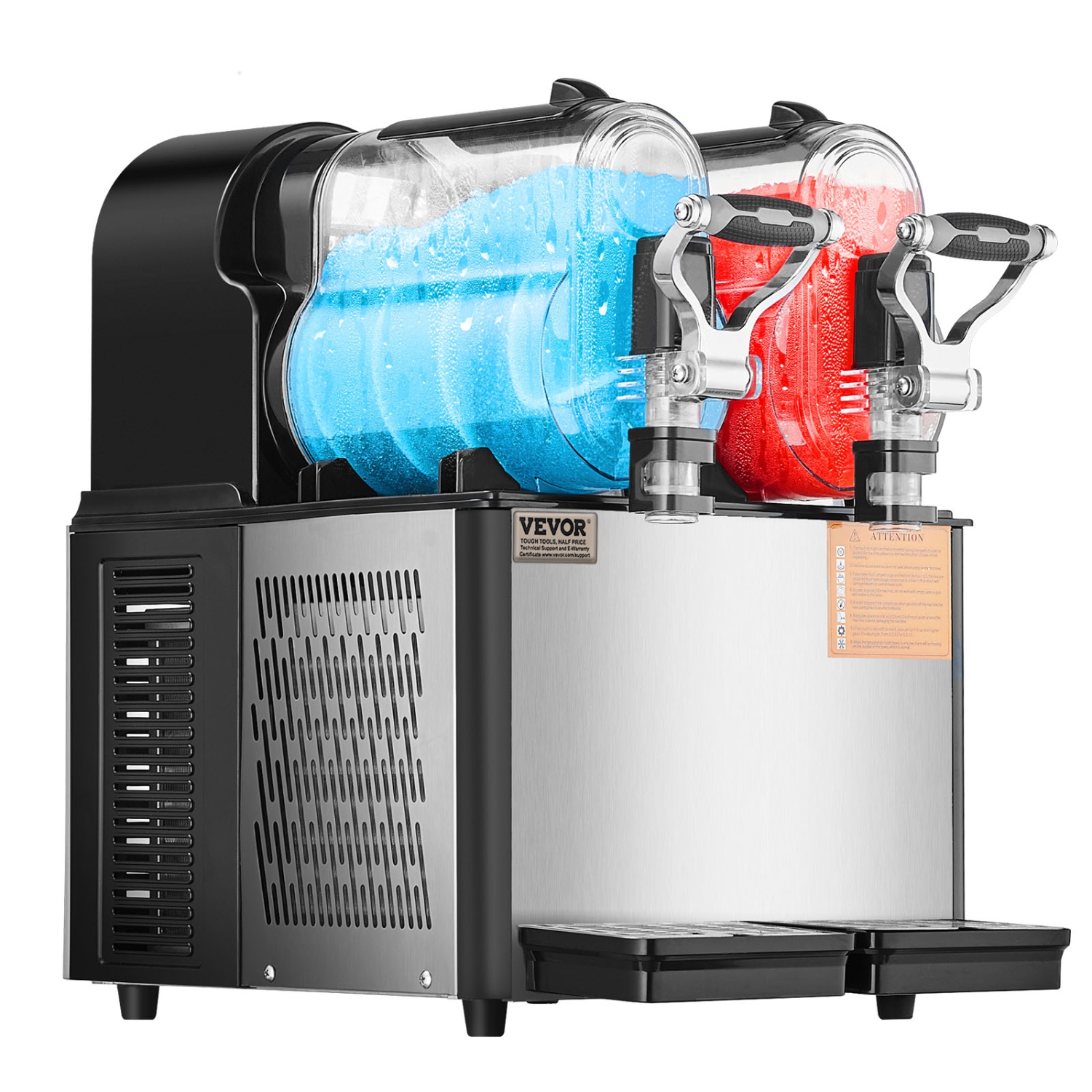 VEVOR 3Lx2 Commercial Slushy Machine, Double Tank Drink Machine, 24 Cups Stainless Steel Margarita Smoothie Frozen Drink Maker, Slushie Maker for