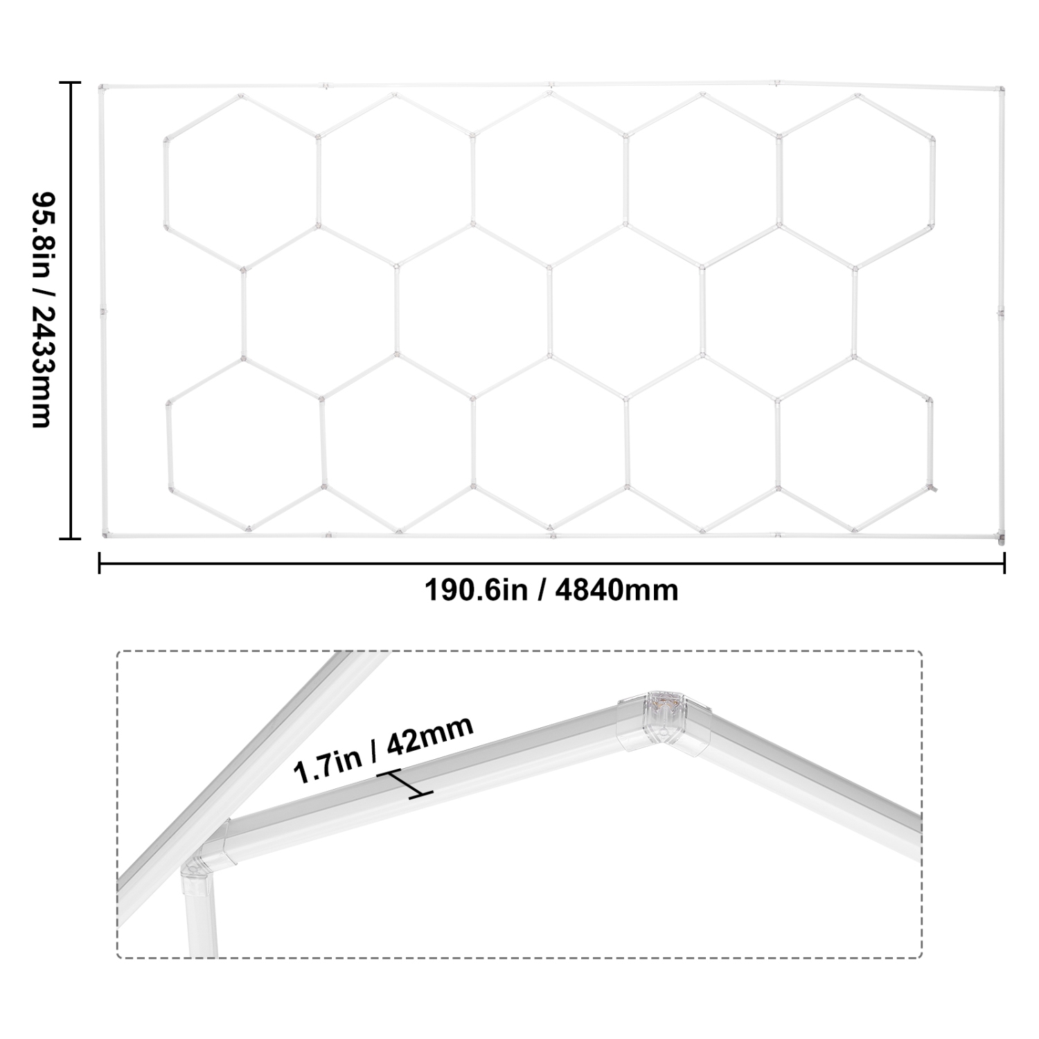 VEVOR 86400LM Honeycomb Hexagon Garage Lights, 6500K 14 Grid Systems LED Lights, DIY Cool White Car Detailing Garage Ceiling Lighting Bright Shop
