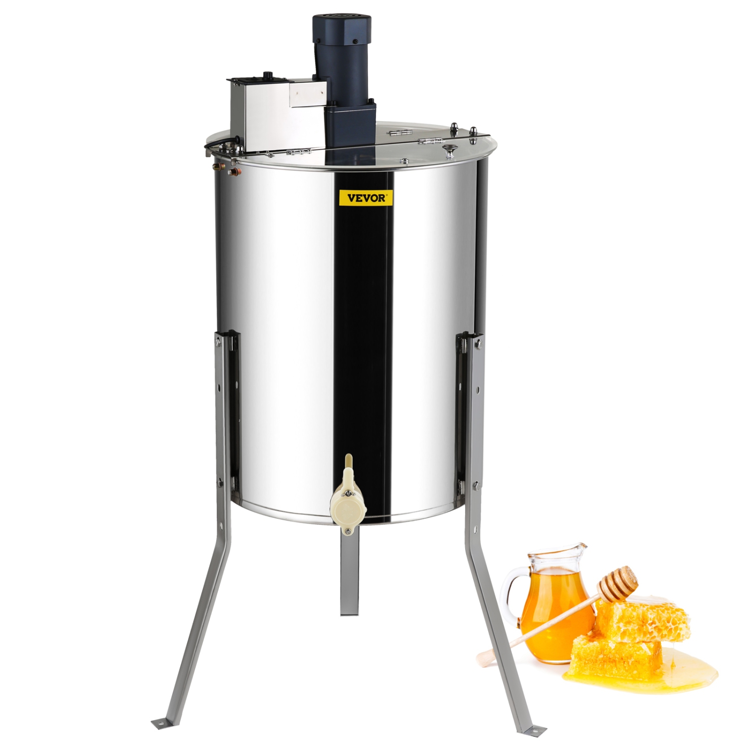 VEVOR Electric Honey Extractor, 4/8 Frames Honey Spinner Extractor, Stainless Steel, Honeycomb Drum Spinner with Lid, Apiary Centrifuge Equipment