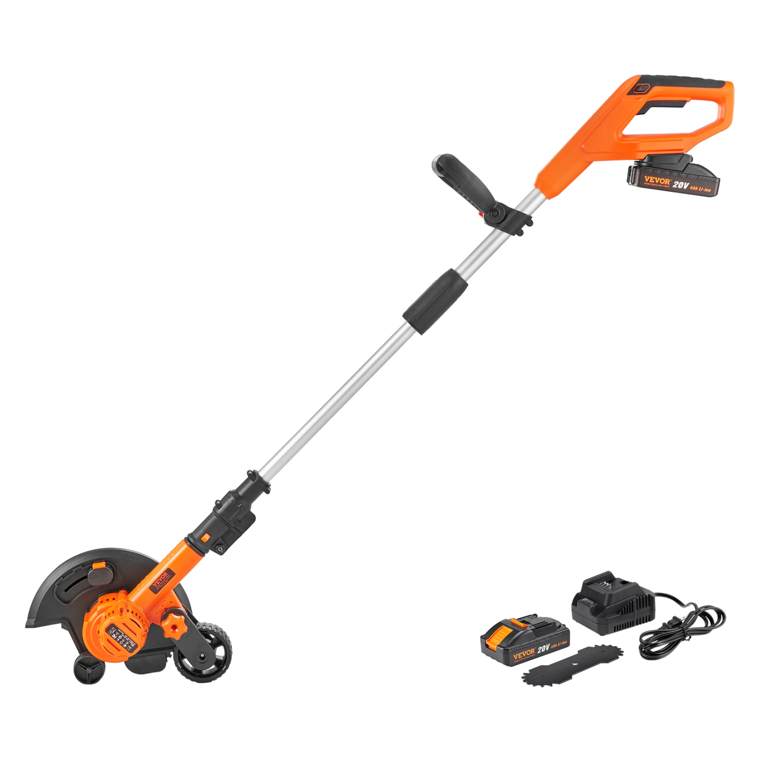 VEVOR Lawn Edger, 20V Battery Powered Cordless Edger, 9-inch Blade Edger Lawn Tool with 3-Position Blade Depth, Battery and Charger Included, for