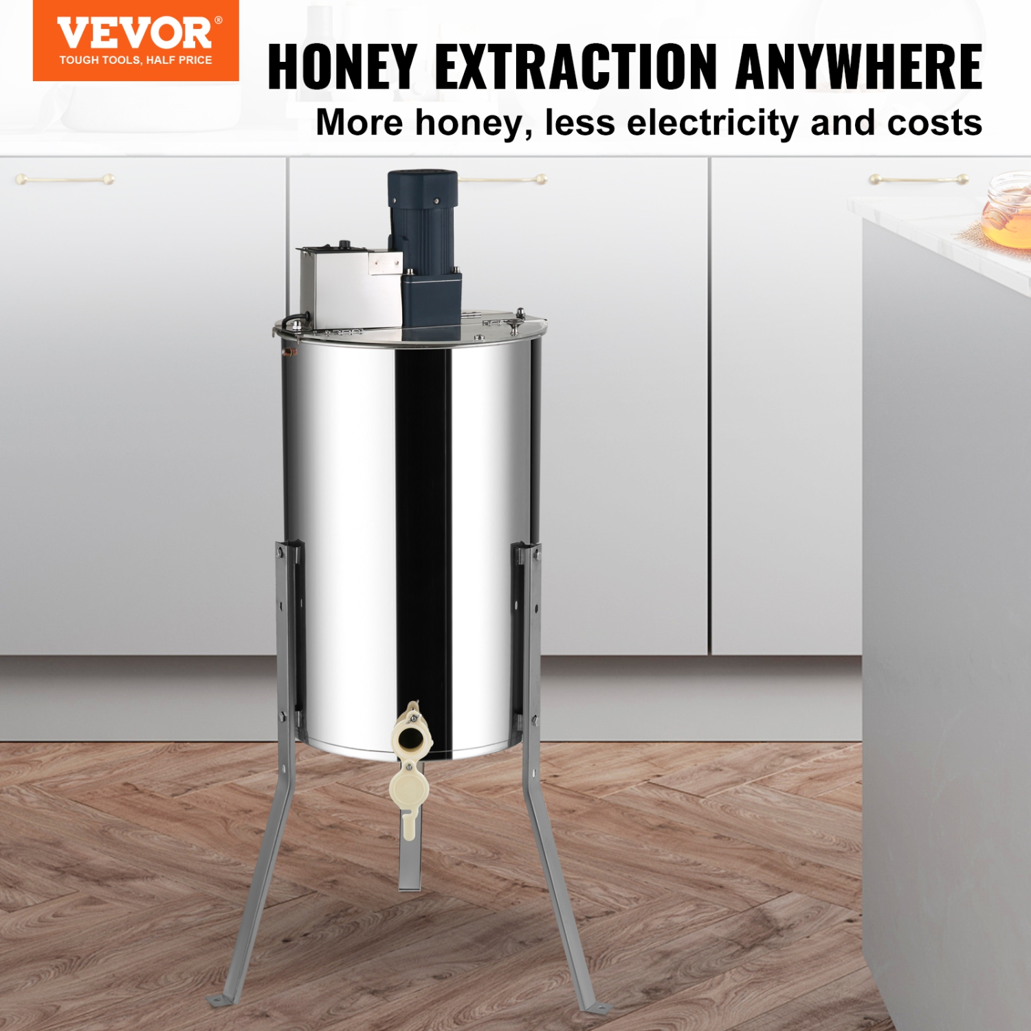 VEVOR Electric Honey Extractor, 2/4 Frames Honey Spinner Extractor, Stainless Steel, Honeycomb Drum Spinner with Lid, Apiary Centrifuge Equipment