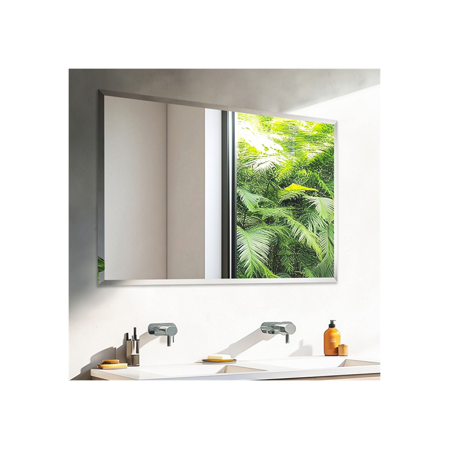 ARTLOGE Rectangle Wall Mirror Frameless Mirror 28" x 40" Beveled Edge Mirror for Bathroom Vanity and Entryway