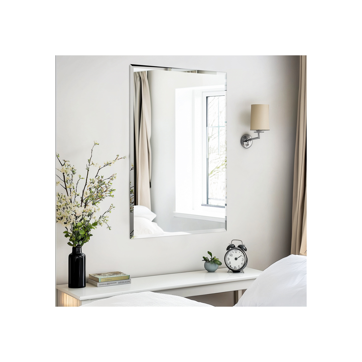 ARTLOGE Rectangle Wall Mirror Frameless Mirror 16" x 20" Beveled Edge Mirror for Bathroom Vanity and Entryway