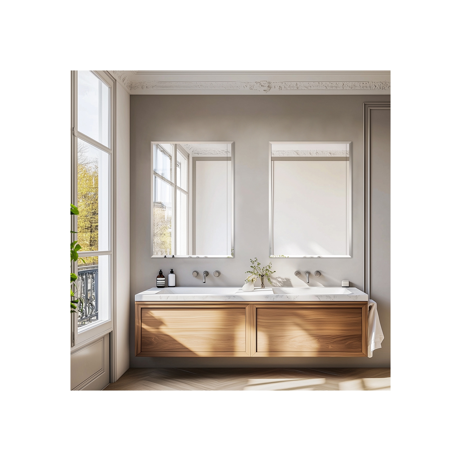 ARTLOGE Rectangle Wall Mirror Frameless Mirror 16" x 20" Beveled Edge Mirror for Bathroom Vanity and Entryway