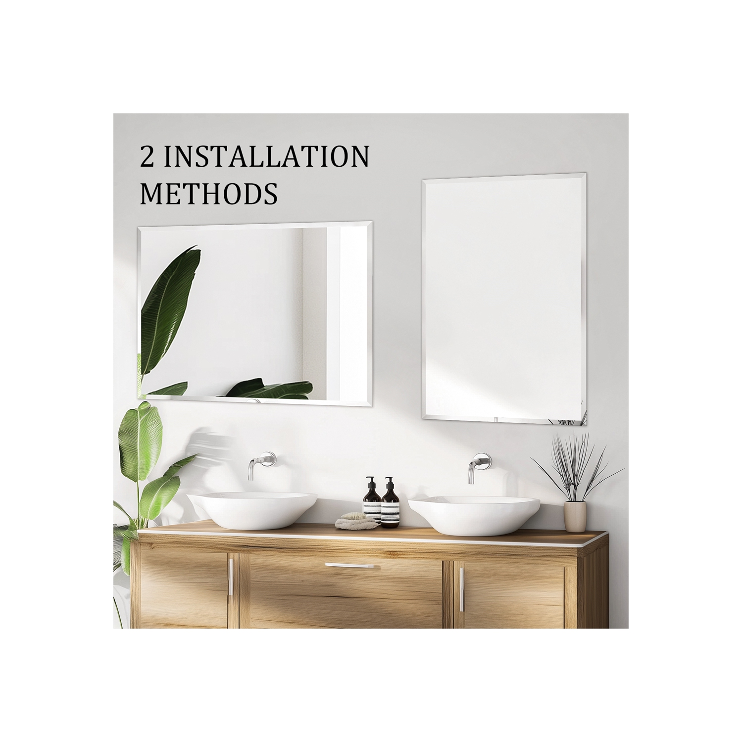 ARTLOGE Rectangle Wall Mirror Frameless Mirror 16" x 20" Beveled Edge Mirror for Bathroom Vanity and Entryway