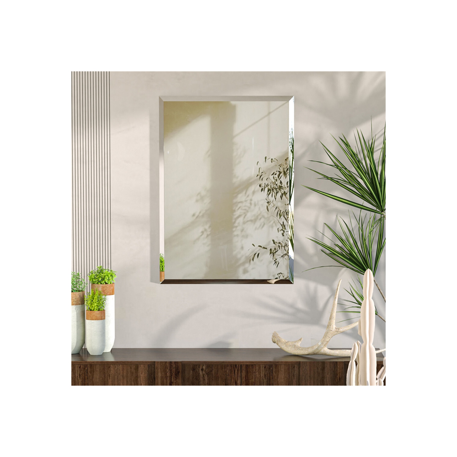 ARTLOGE Rectangle Wall Mirror Frameless Mirror 24" x 32" Beveled Edge Mirror for Bathroom Vanity and Entryway