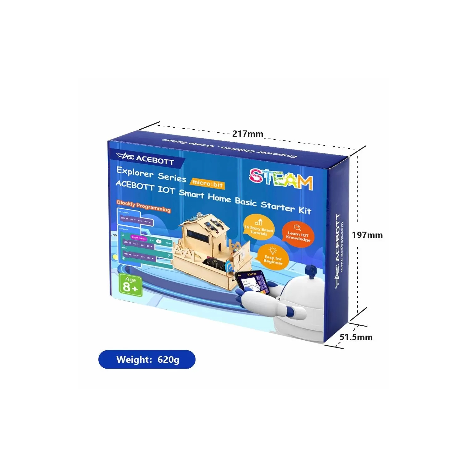 ACEBOTT Smart Home IoT Starter Kit - Arduino & ACECode Scratch - Includes Micro:Bit Board, STEM DIY Programming Kit for Kids 8+ | QE005