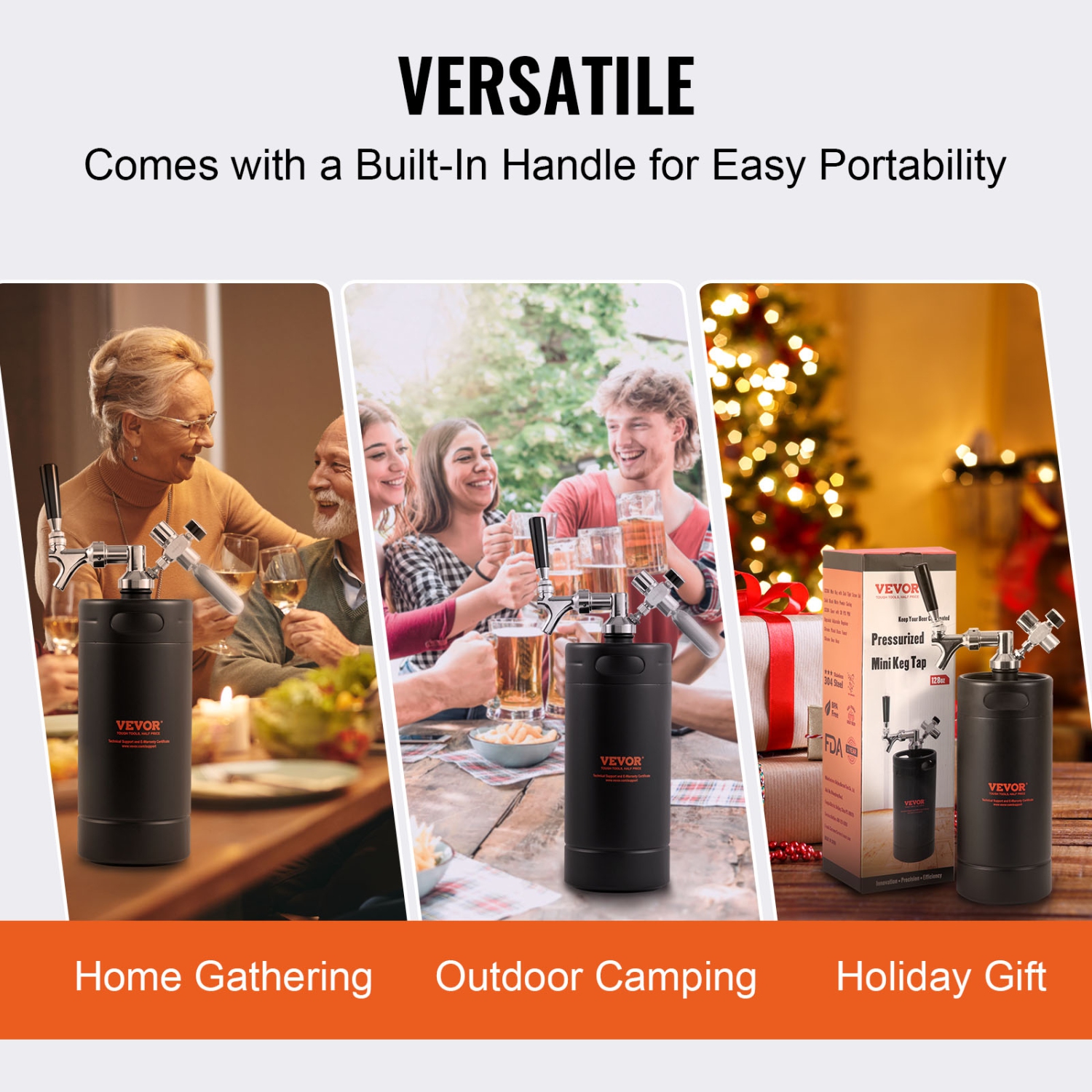 VEVOR 128Oz 4L Beer Growler Tap System, Mini Keg, 304 Stainless Steel Pressurized Beer Growler, Keg Growler with Pressure Display, CO2 Regulator