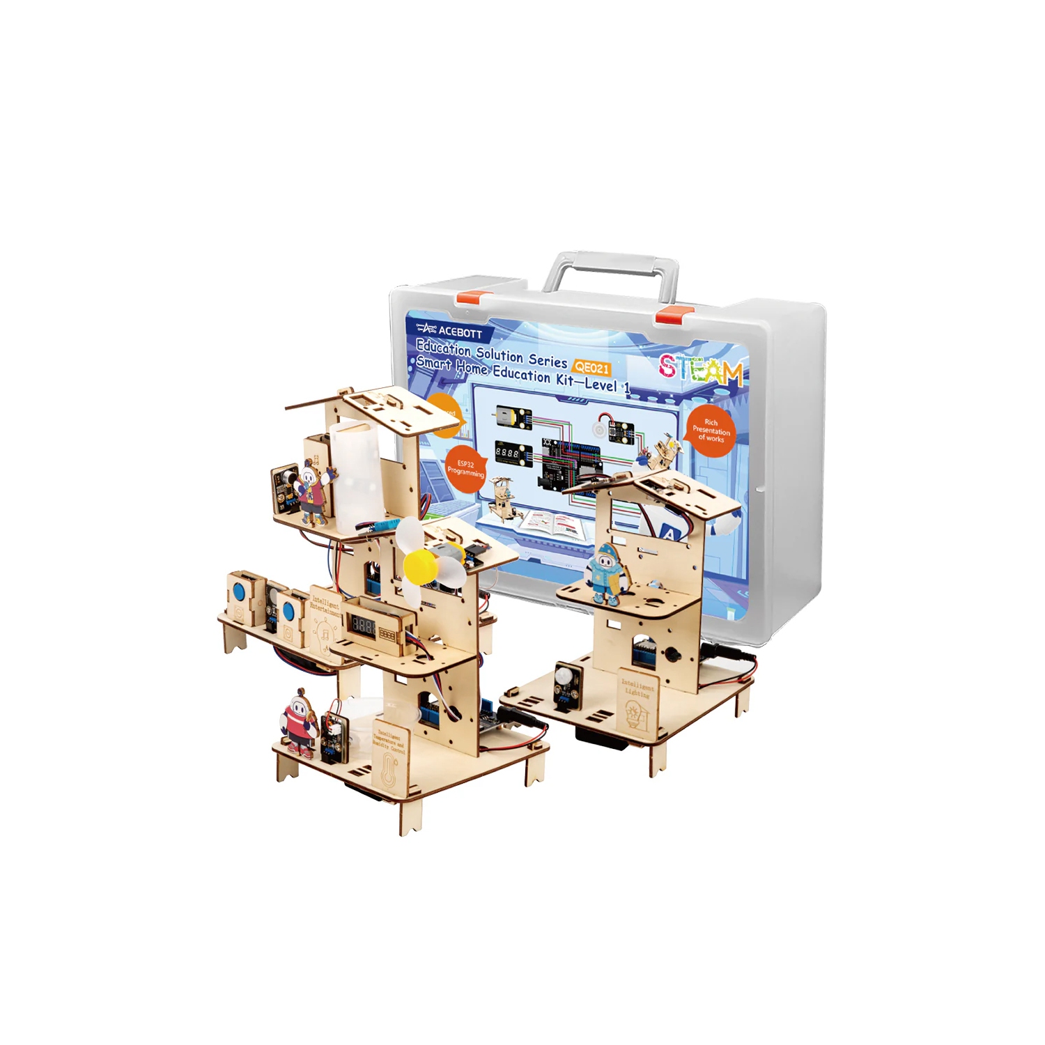 Trousse éducative STIM 3-en-1 de maison intelligente ACEBOTT - 1 Trousse de programmation à faire soi-même pour la maison et l'école | QE021 ESP32,