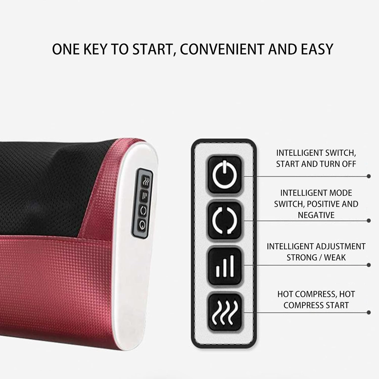 Cervical Massager, Multifunctional Massage Pillow, Neck, Waist, Back, Legs, Vertebrae, Kneading Multifunctional Massager, Rose Red