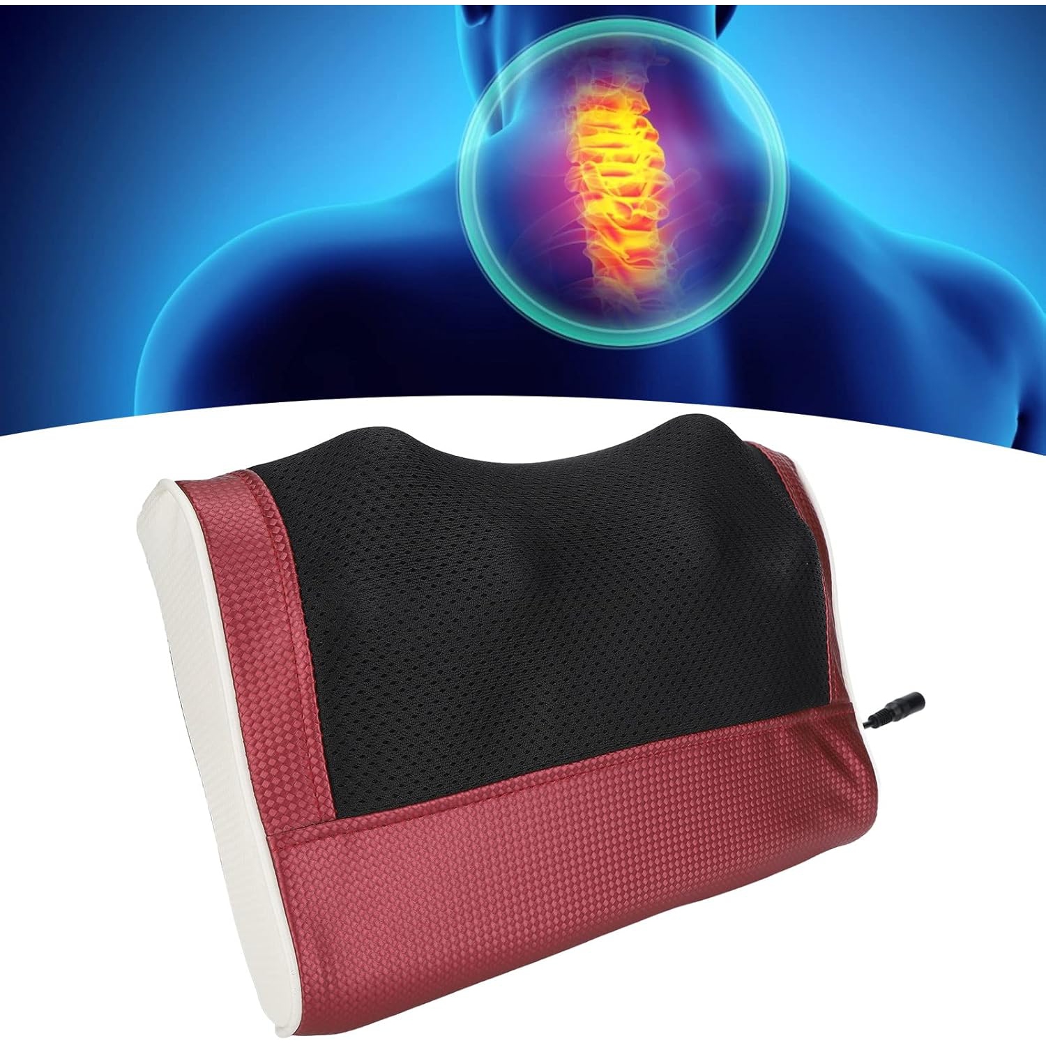 Cervical Massager, Multifunctional Massage Pillow, Neck, Waist, Back, Legs, Massage Vertebrae, Kneading Multifunctional Massager, Rose Red