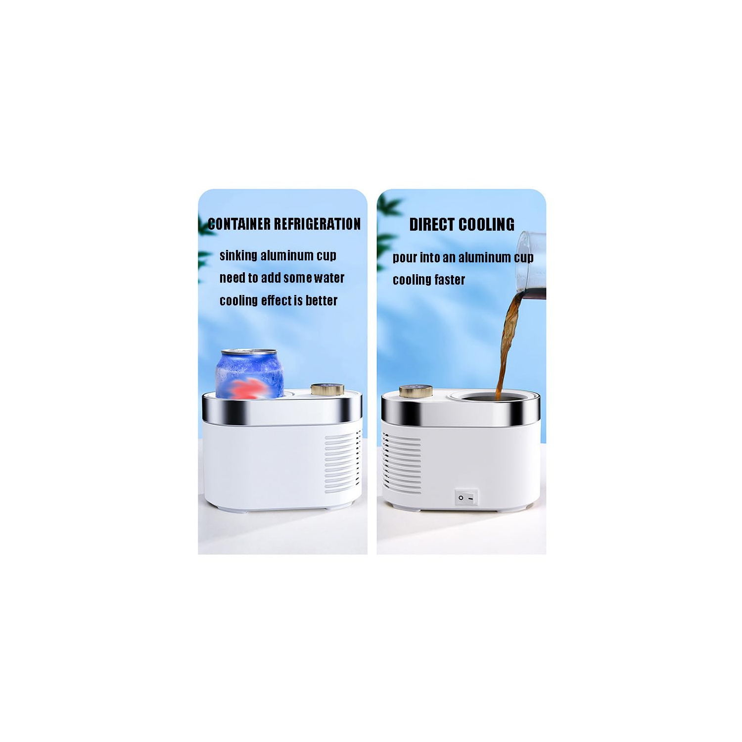 Mini gobelet à refroidissement rapide, -1 ℃-70 ℃ Mini réfrigérateur de bureau, tasse intelligente pour eau chaude et froide rapide, tasse portative à