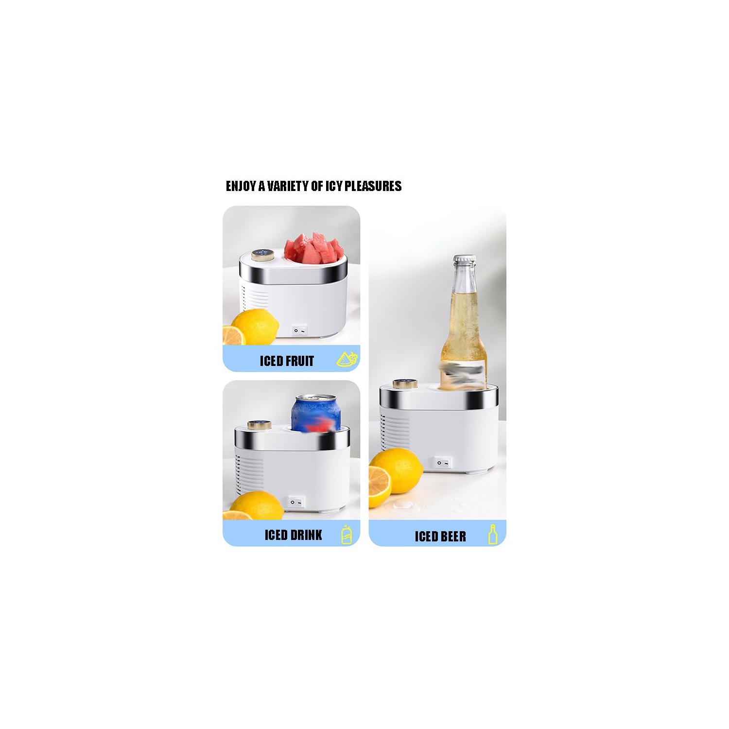 Mini gobelet à refroidissement rapide, -1 ℃-70 ℃ Mini réfrigérateur de bureau, tasse intelligente pour eau chaude et froide rapide, tasse portative à