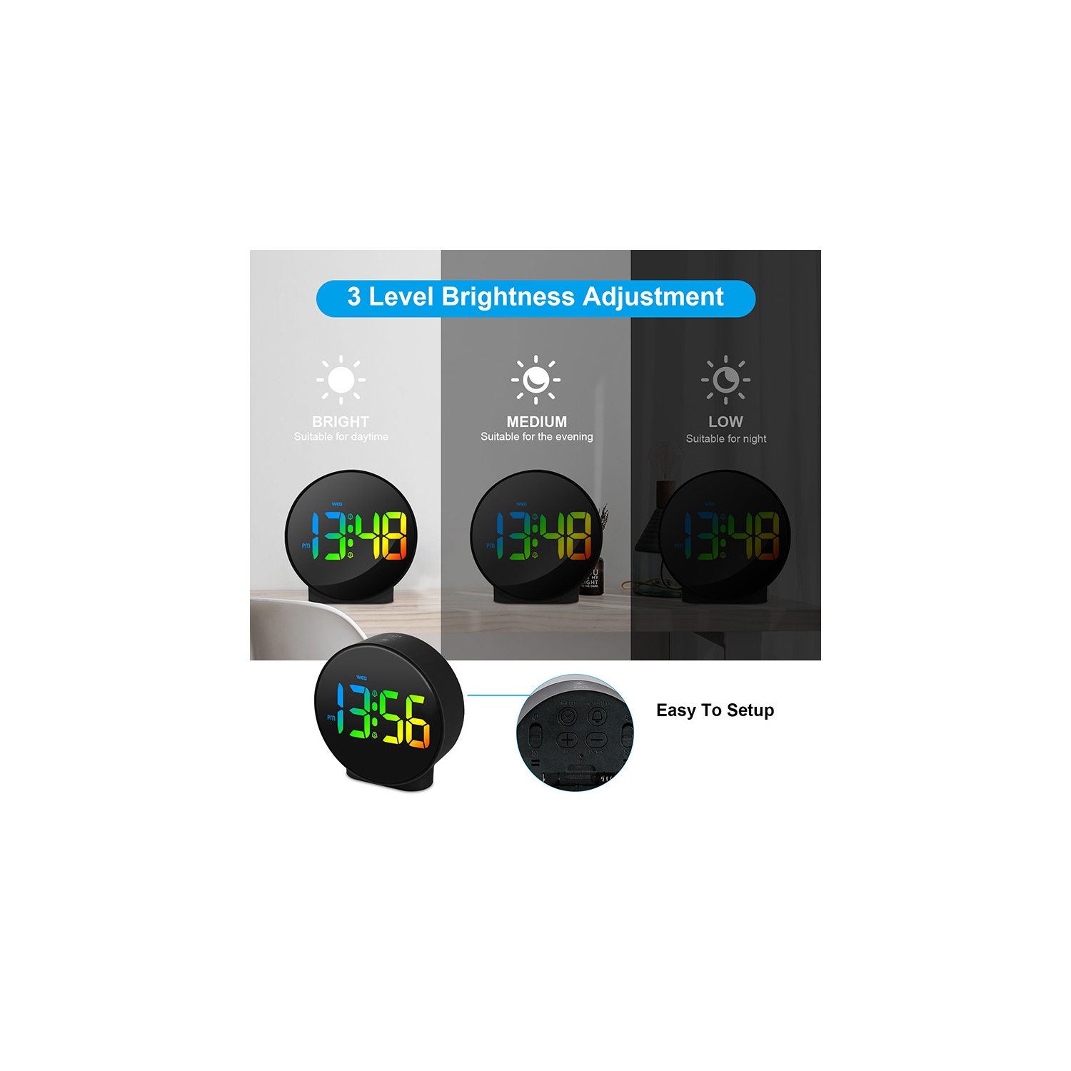 Réveille-matin numérique LED-réveil électronique lumineux pour le bureau de la chambre à coucher