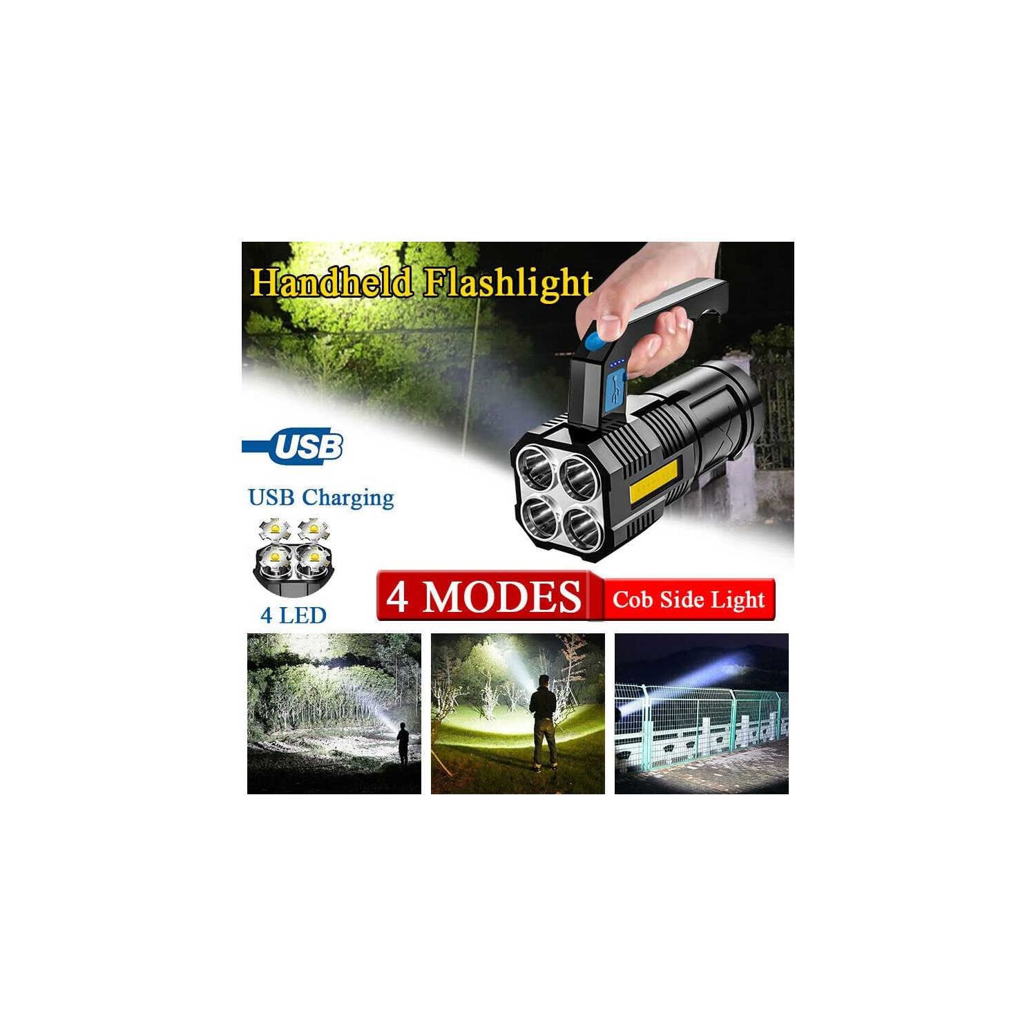 Lampe de poche portative rechargeable à luminosité élevée de LED Lampe de poche portative pour la lanterne d'urgence de randonnée en plein air