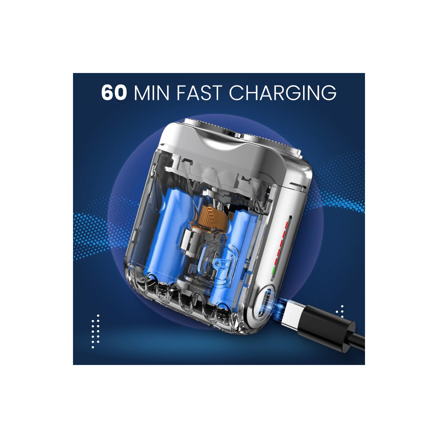 Portable Rotating Dual Ring Shaver, Mini Small Men's Electric Shaver USB Charging Suitable for Travel and Home Use