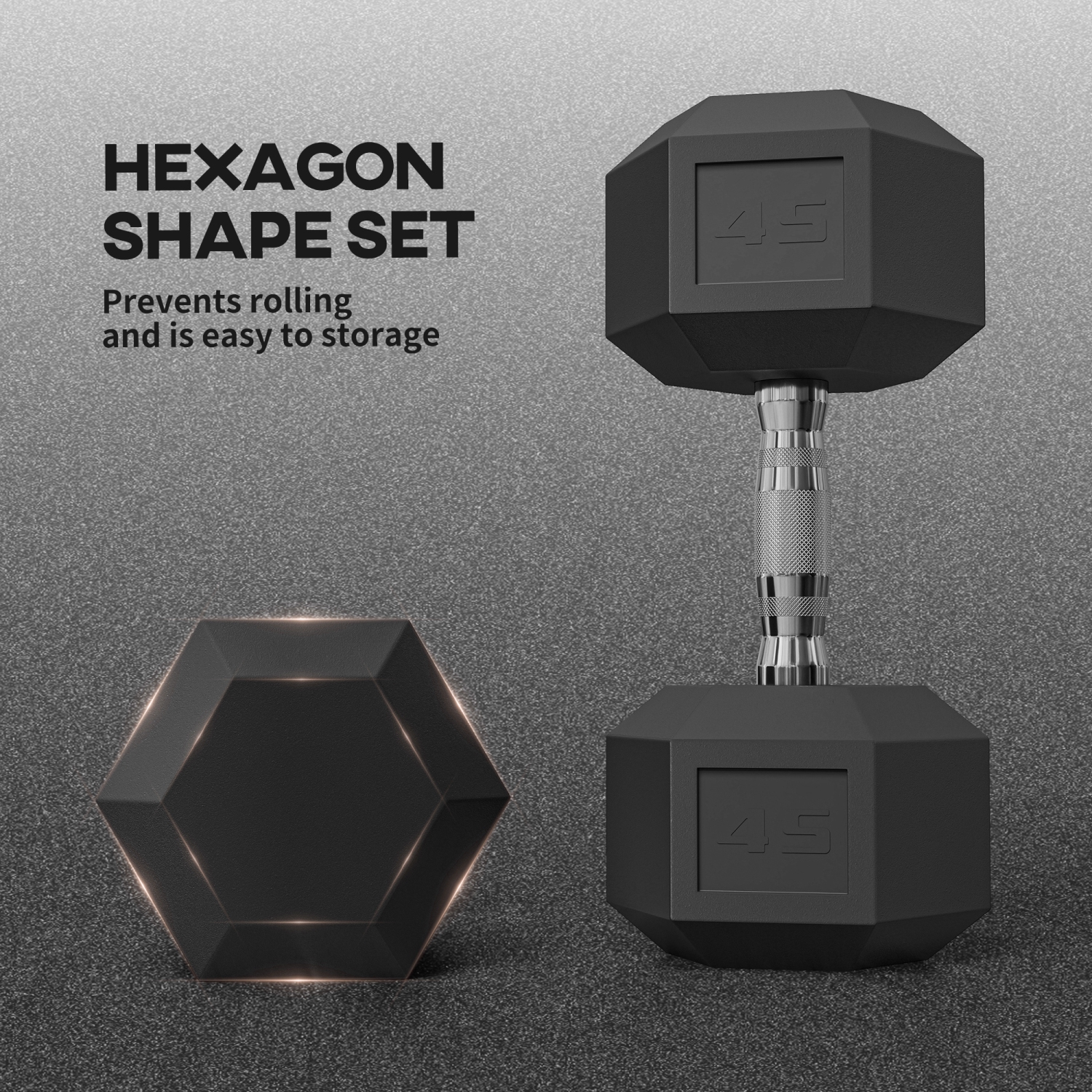 2 45&nbsp;lb haltères hexagonaux en caoutchouc de Soozier haltères haltères haltères haltères pour entraînement physique pour le bureau à domicile,