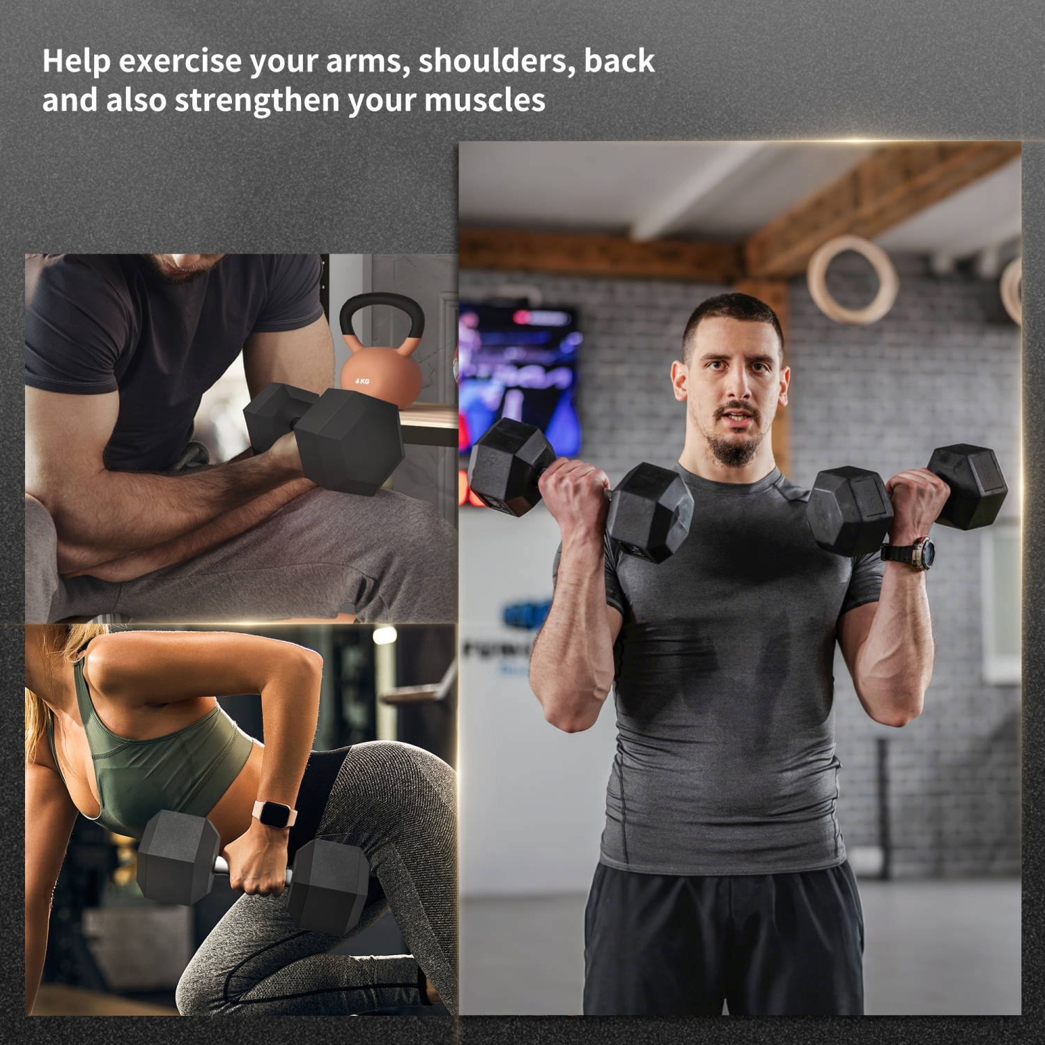 2 45&nbsp;lb haltères hexagonaux en caoutchouc de Soozier haltères haltères haltères haltères pour entraînement physique pour le bureau à domicile,