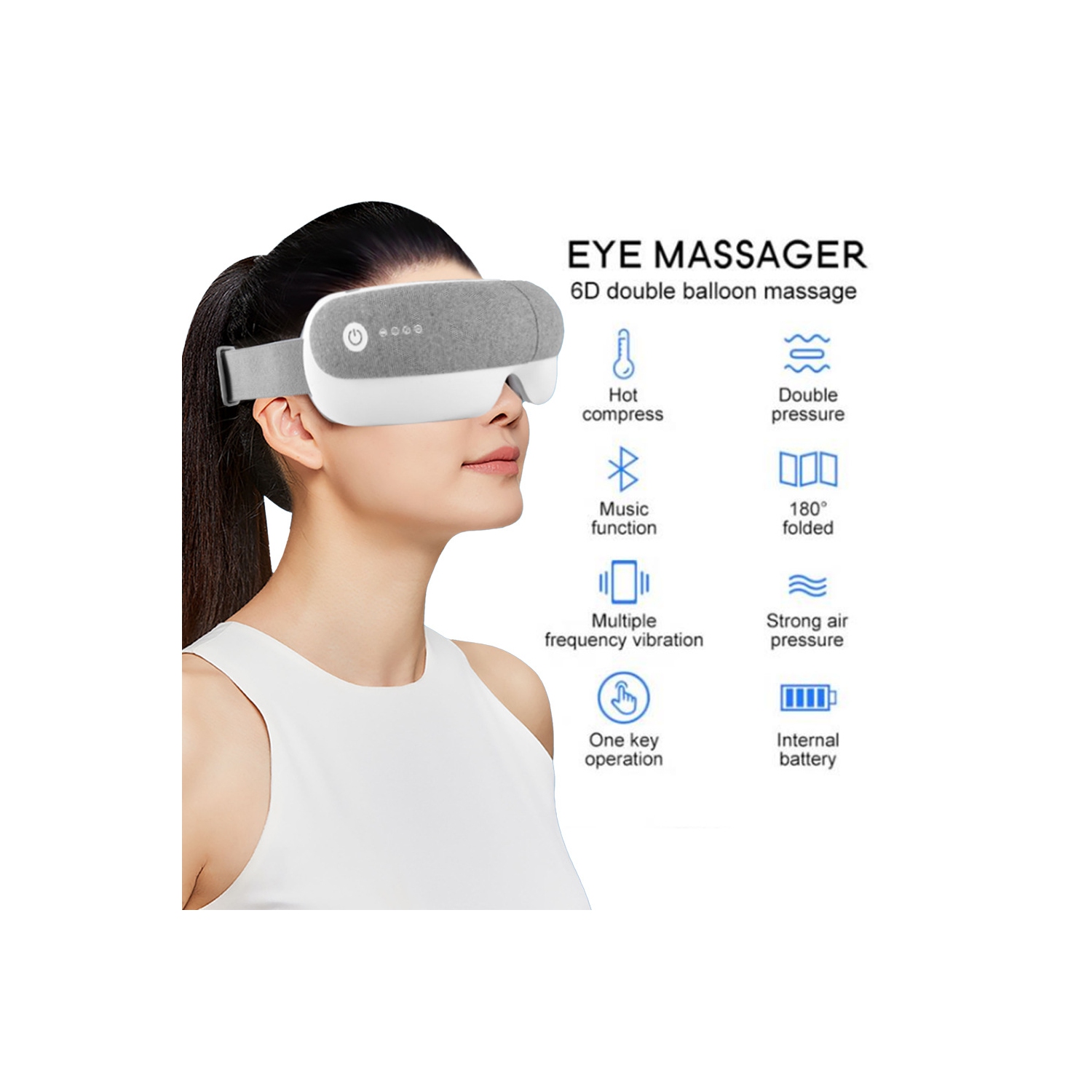 Eye Massager,Heated Eye Massage Mask for Headache Relief,Heating Head & Eye Massager for Eye Strain Dry Eyes