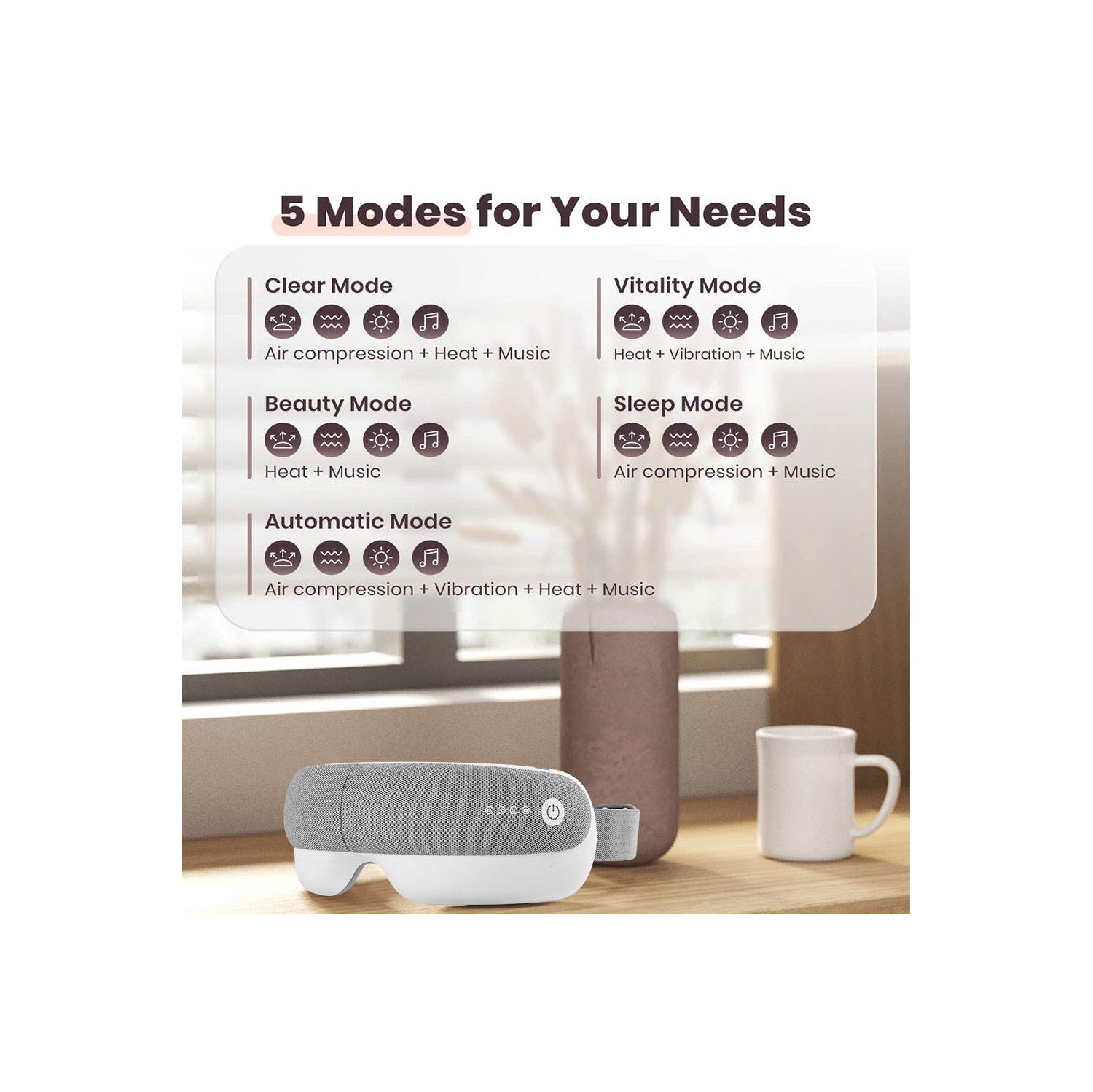 Eye Massager,Heated Eye Massage Mask for Headache Relief,Heating Head & Eye Massager for Eye Strain Dry Eyes