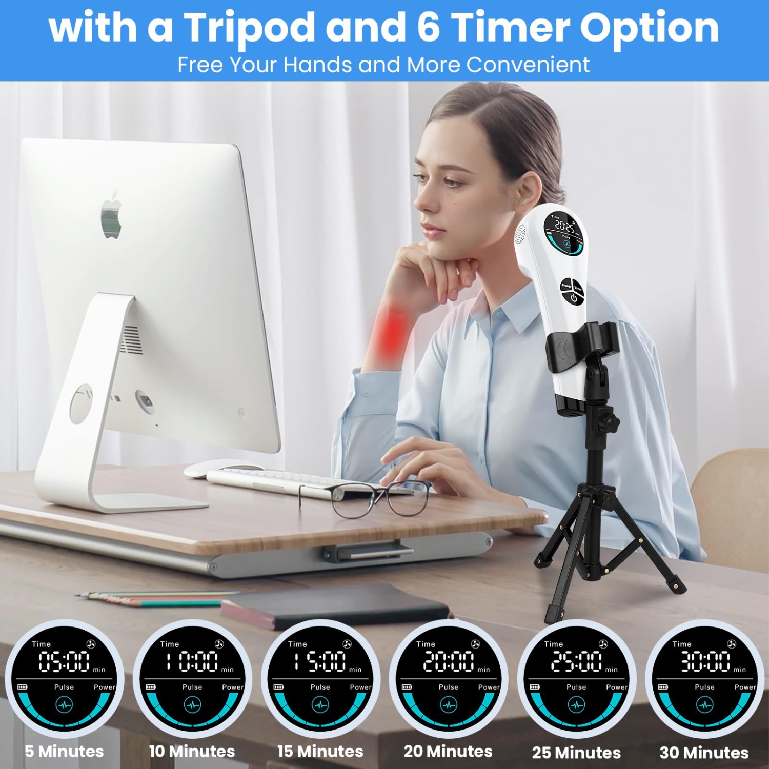 Red Light Therapy Wand With Tripod, 650nm and 808nm Red Light Infrared Phototherapy Machine for Relief of Joint and Muscle Pain