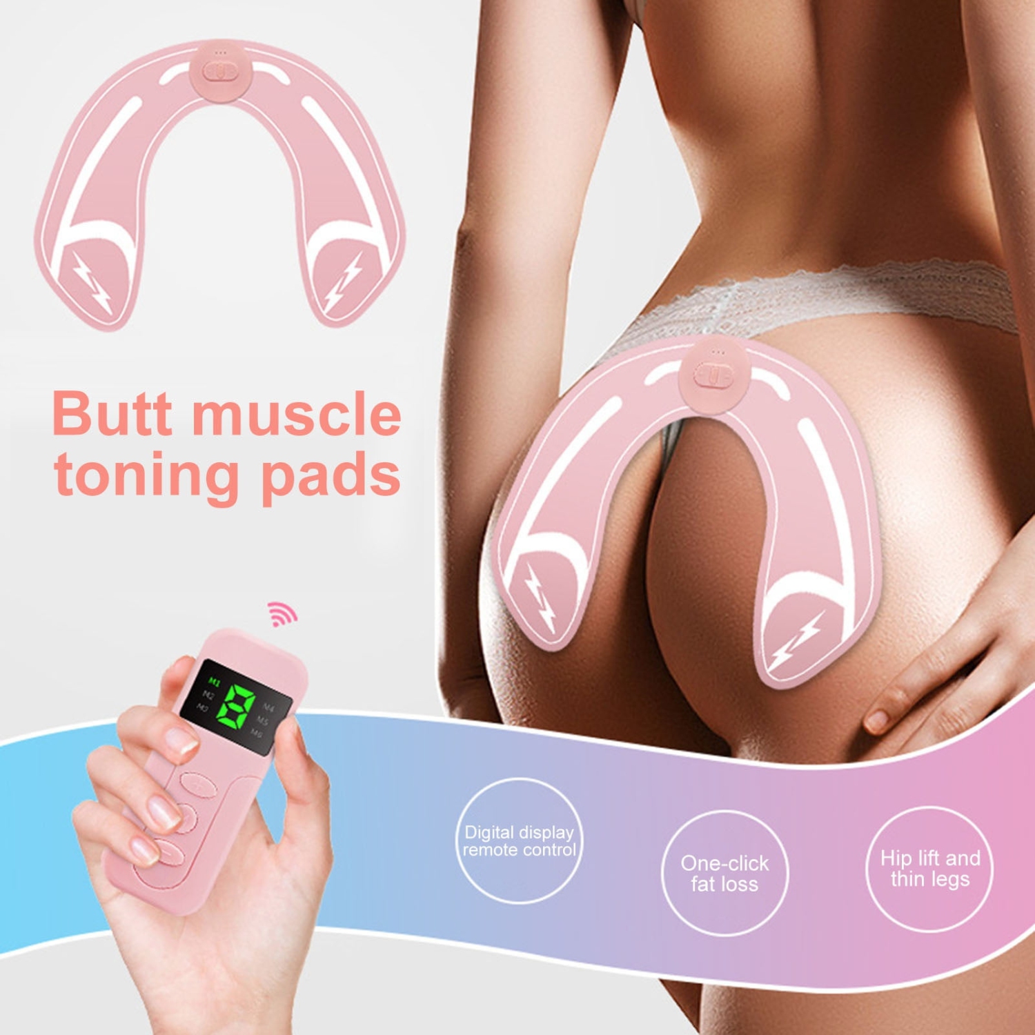 Booty Trainer avec télécommande 6 modes Encre de fessier intelligente réglable EMS Stimulateur musculaire Buttock Training Patch
