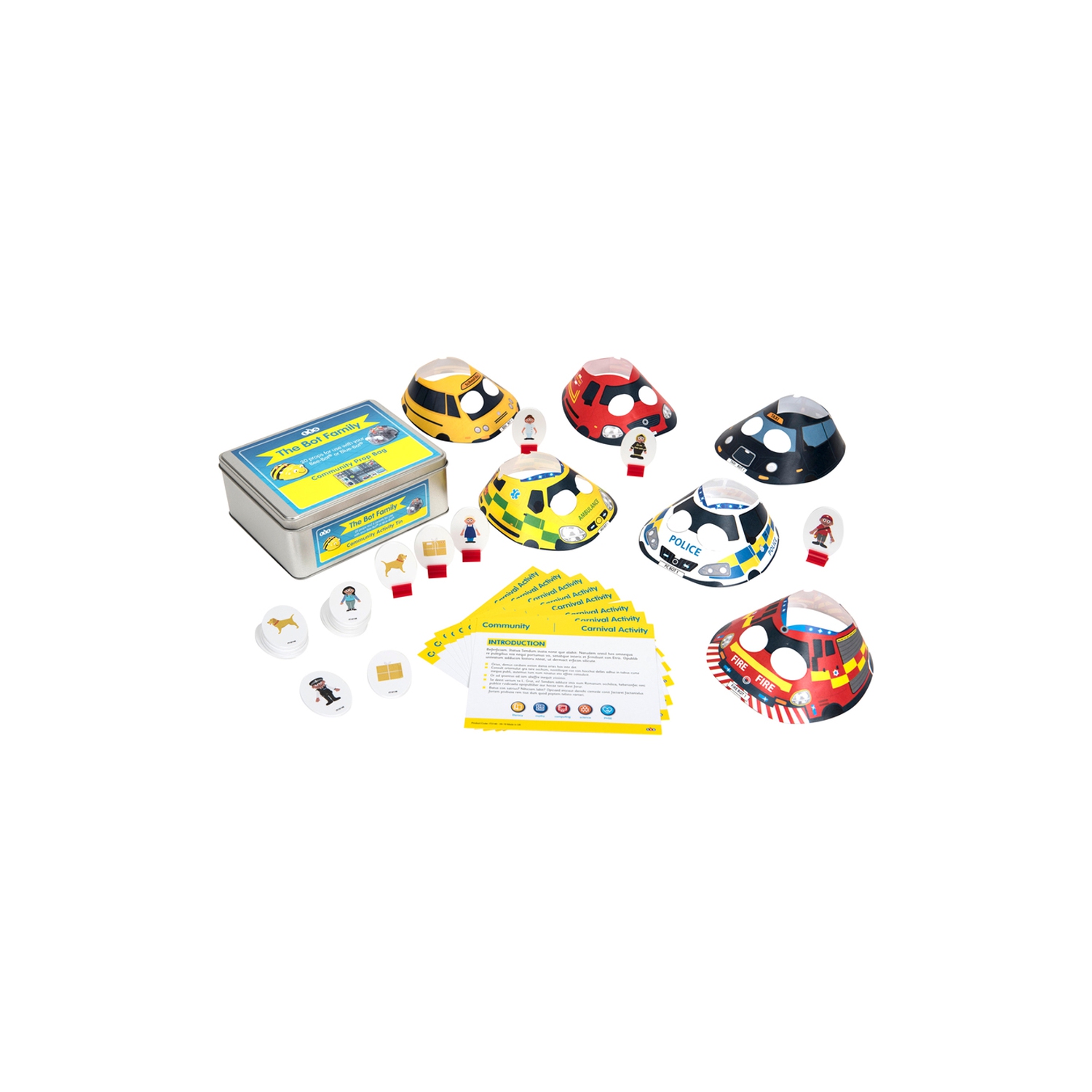 Community Activity Tin STEM Kit - Programmable & Educational Toy with Accessories, Character, Props & Activity Cards for Bee-Bot & Blue-Bot | Kids 3+