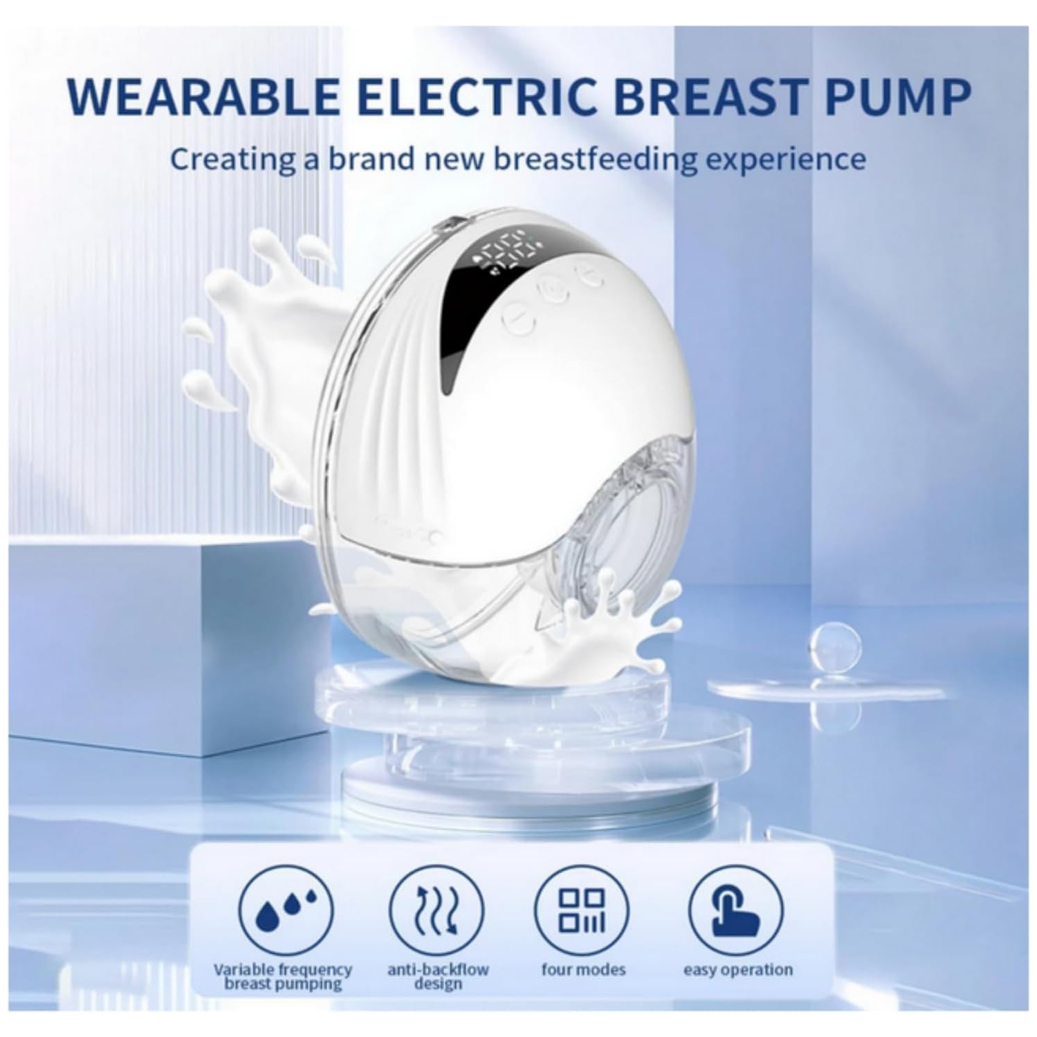 Tire-lait électrique prêt-à-porter Tire-lait électrique mains libres Collecteur de lait confort Léger avec affichage LED 4 modes et 12 niveaux -