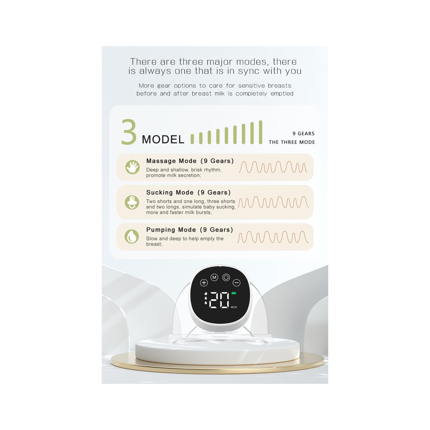 Tire-lait électrique, tire-lait rechargeable, mains libres, tire-lait à 3 modes avec écran LED, facile à démonter et à nettoyer, fonctionne