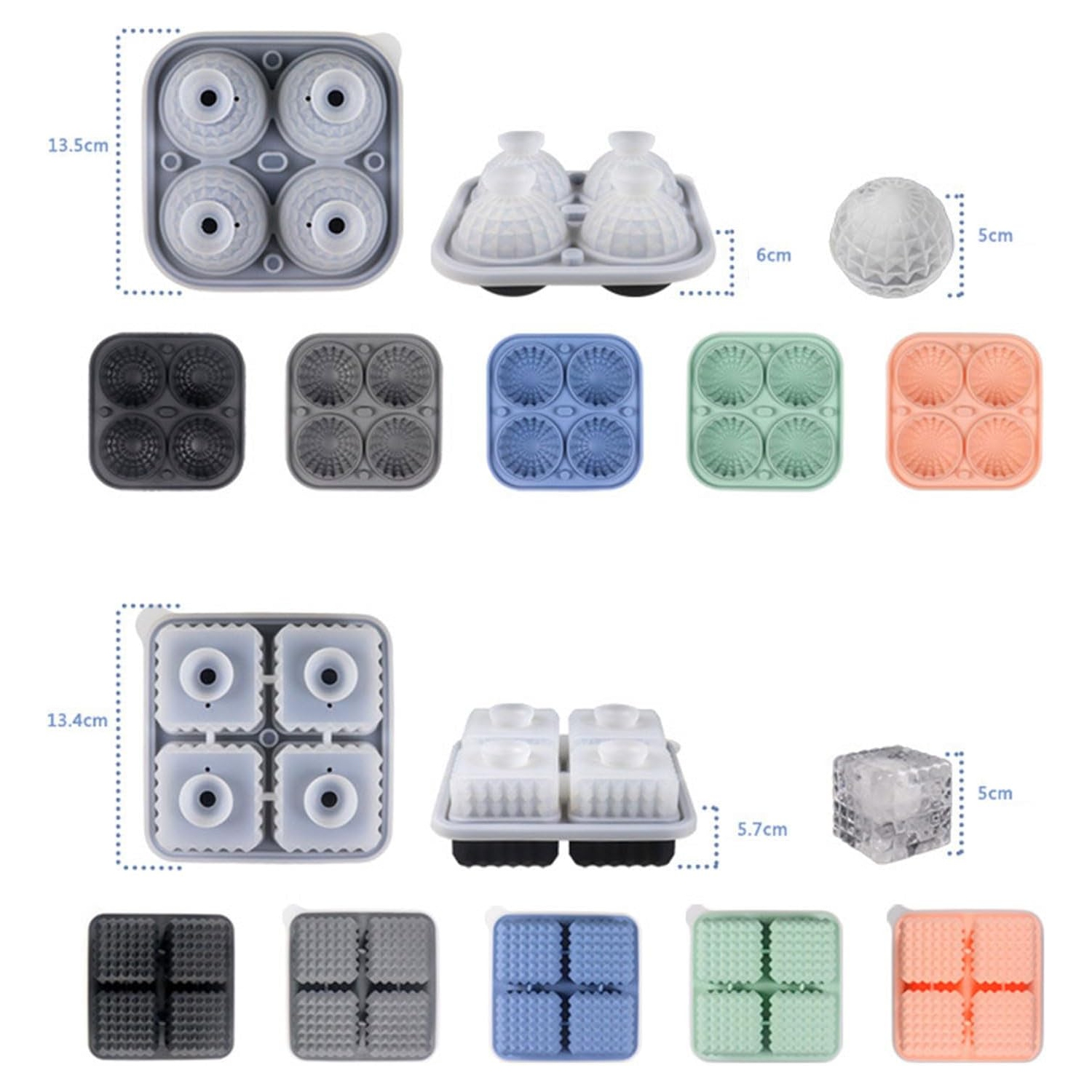 [Food Grade Silicone] Square Mold Set - Leak-Proof Funnel Lid Design + Easy-to-Remove Special Ice Box, Suitable for Whiskey/Cocktail/Juice DIY