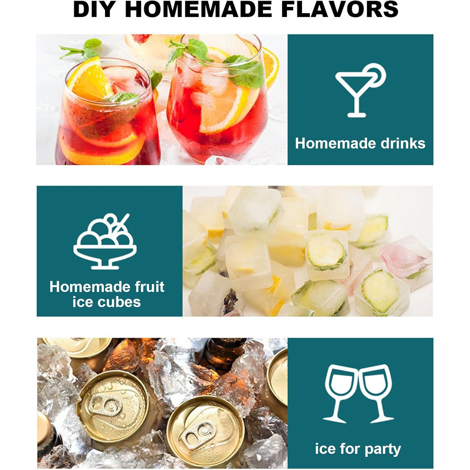 [Food Grade Silicone] Square Mold Set - Leak-Proof Funnel Lid Design + Easy-to-Remove Special Ice Box, Suitable for Whiskey/Cocktail/Juice DIY