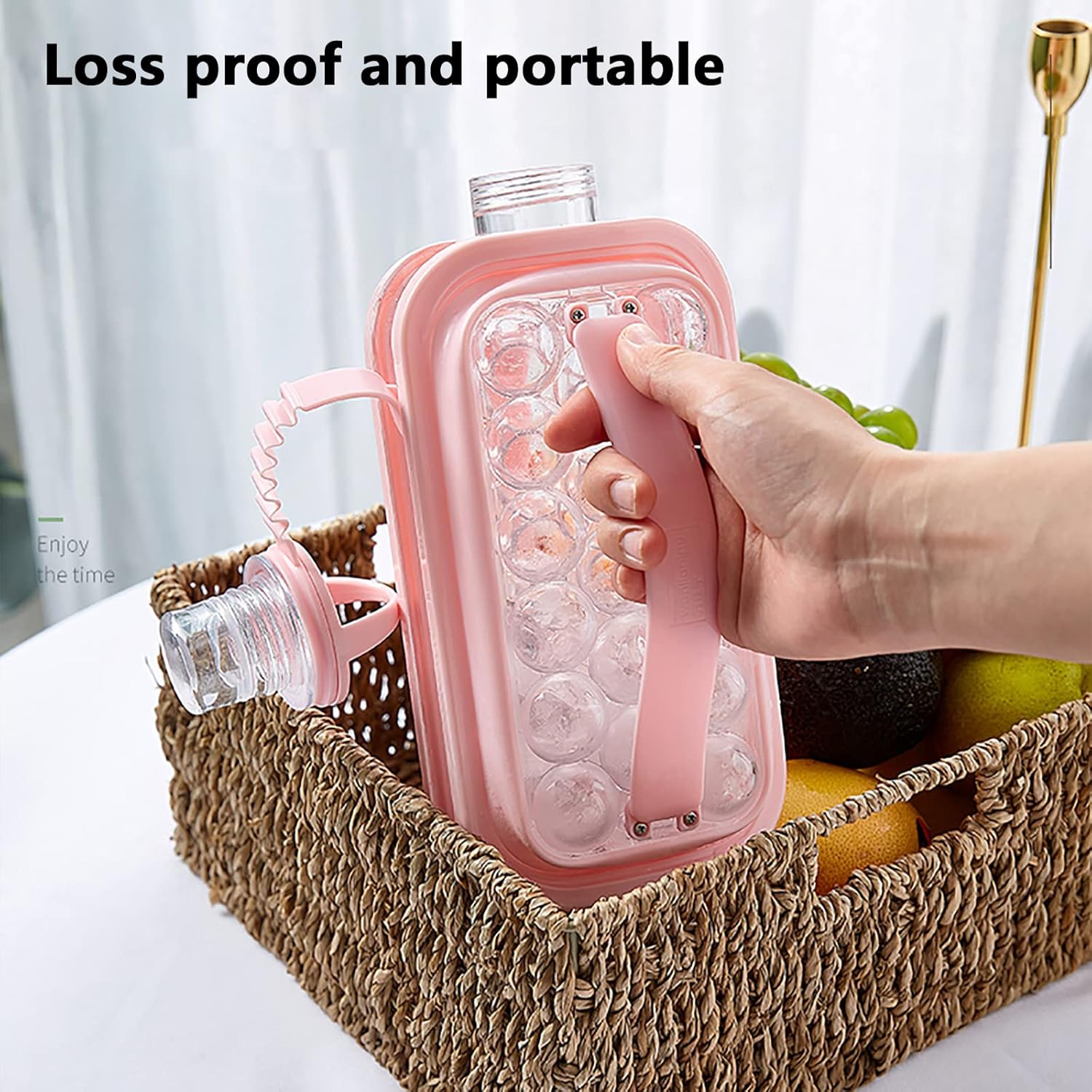2-in-1 ice hockey pitcher | water bottle ice tray | silicone ice ball mold | household push-type transparent ice maker | portable handle | quick