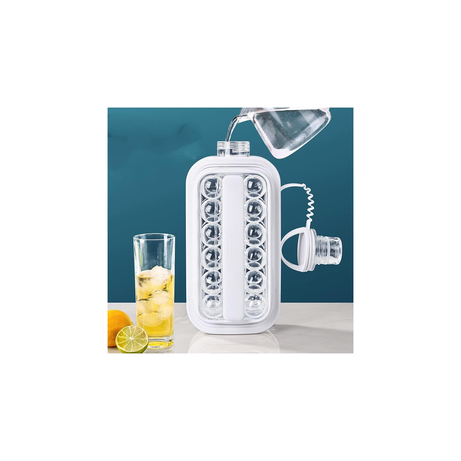 2-in-1 ice hockey pitcher | water bottle ice tray | silicone ice ball mold | household push-type transparent ice maker | portable handle | quick