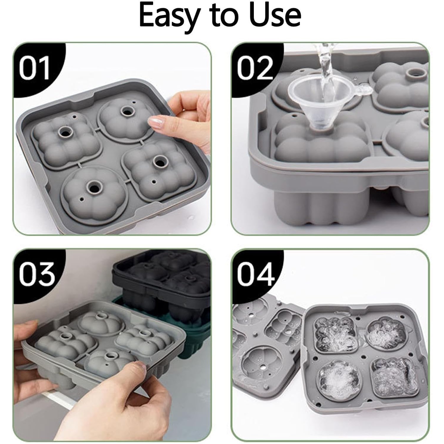 Food Grade Silicone Ice Ball Molds with Splash-Proof Lid, Ice Tongs and Funnel, Home Whiskey Cocktail Ice Maker (2 Pieces)