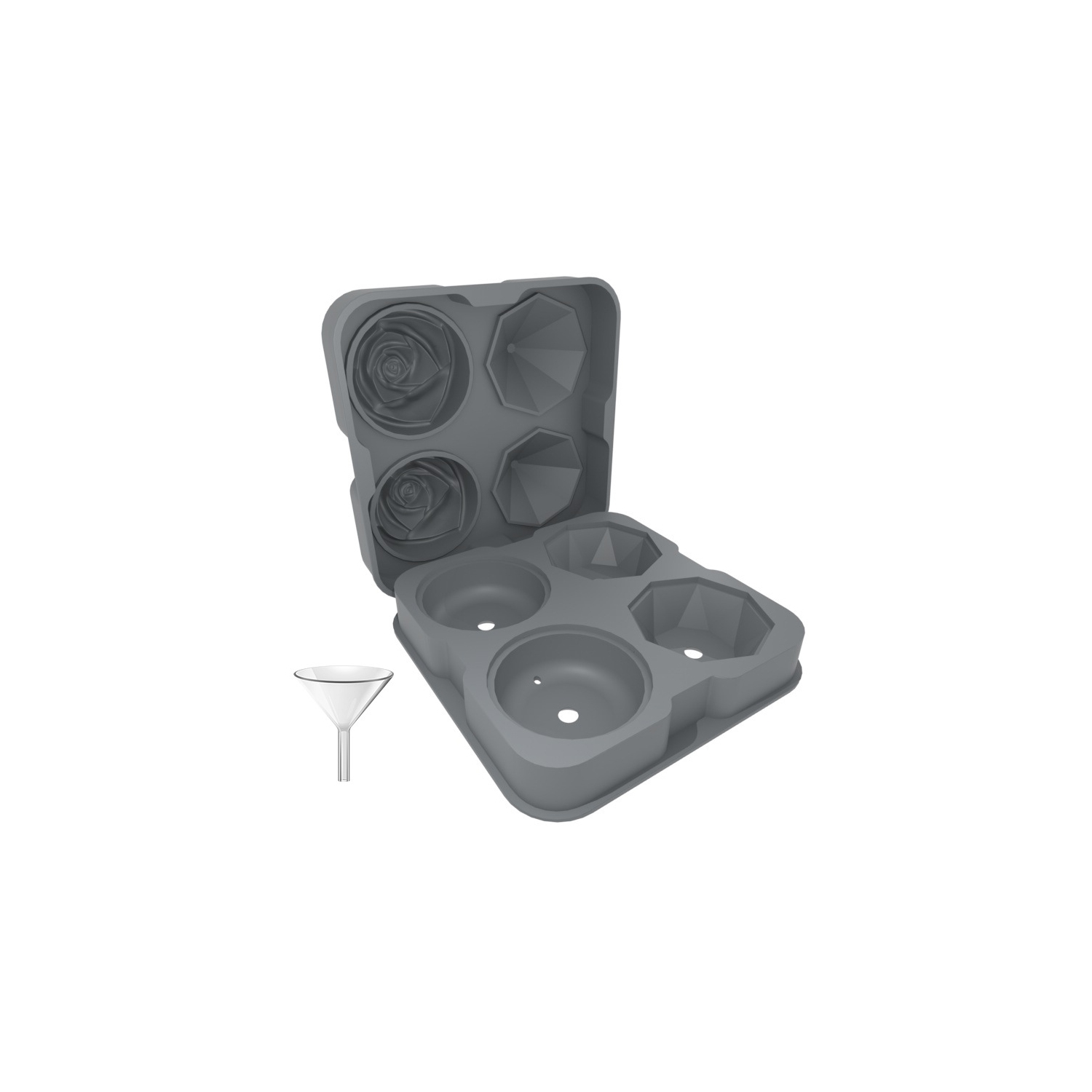 Food Grade Silicone Ice Ball Molds with Splash-Proof Lid, Ice Tongs and Funnel, Home Whiskey Cocktail Ice Maker (2 Pieces)