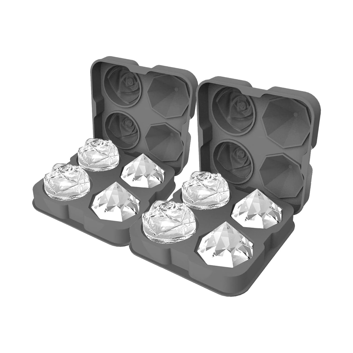 Food Grade Silicone Ice Ball Molds with Splash-Proof Lid, Ice Tongs and Funnel, Home Whiskey Cocktail Ice Maker (2 Pieces)