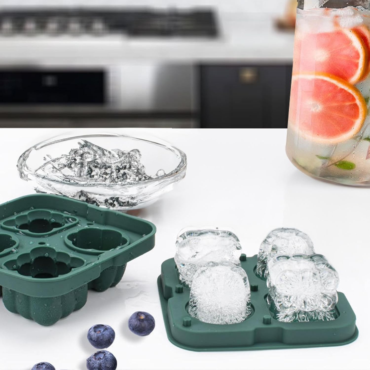 Food Grade Silicone Ice Ball Molds with Splash-Proof Lid, Ice Tongs and Funnel, Home Whiskey Cocktail Ice Maker (2 Pieces)