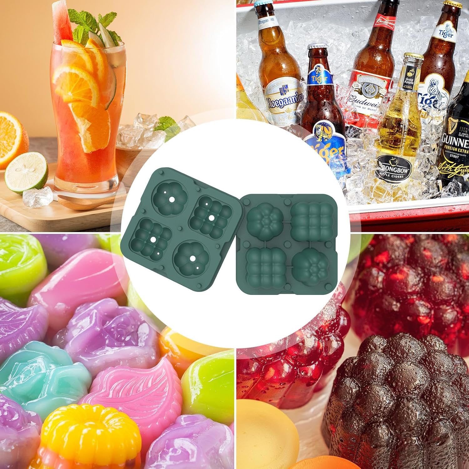 Food Grade Silicone Ice Ball Molds with Splash-Proof Lid, Ice Tongs and Funnel, Home Whiskey Cocktail Ice Maker (2 Pieces)