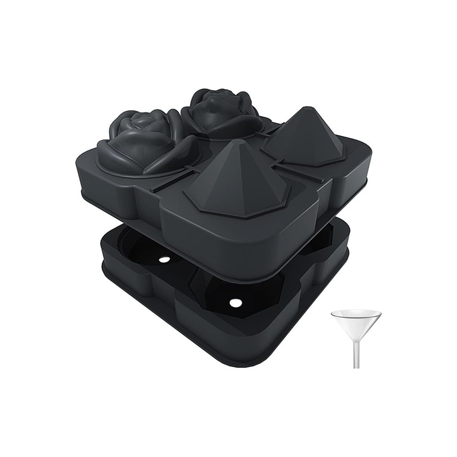 Food Grade Silicone Ice Ball Molds with Splash-Proof Lid, Ice Tongs and Funnel, Home Whiskey Cocktail Ice Maker (2 Pieces)