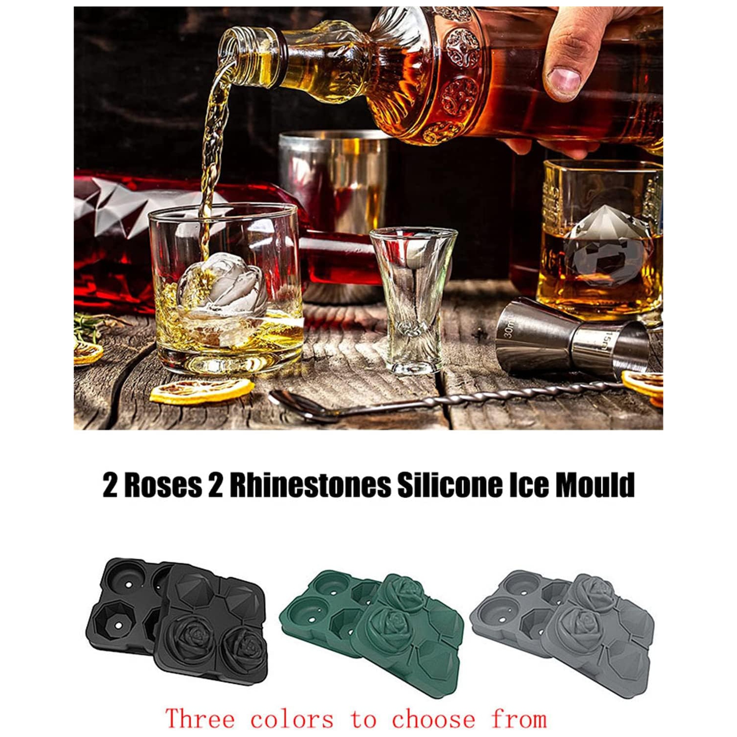 Food Grade Silicone Ice Ball Molds with Splash-Proof Lid, Ice Tongs and Funnel, Home Whiskey Cocktail Ice Maker (2 Pieces)