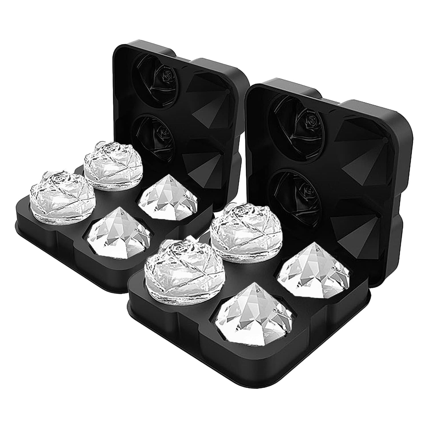 Food Grade Silicone Ice Ball Molds with Splash-Proof Lid, Ice Tongs and Funnel, Home Whiskey Cocktail Ice Maker (2 Pieces)