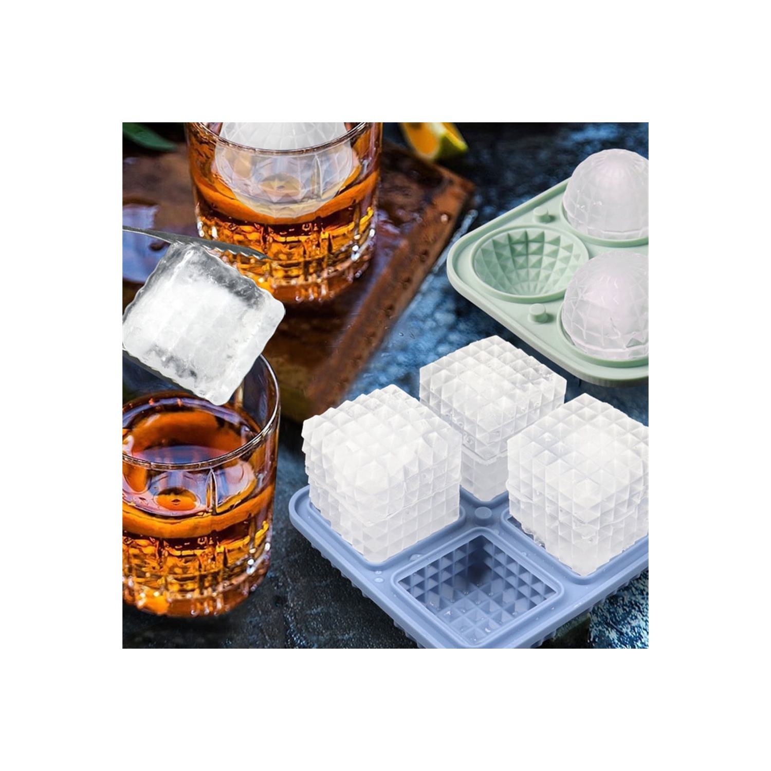 [Food Grade Silicone] Ice Ball Mold Set - Leak-proof Funnel Lid Design + Easy-to-Remove Special Ice Box, Suitable for Whiskey/Cocktail/Juice DIY