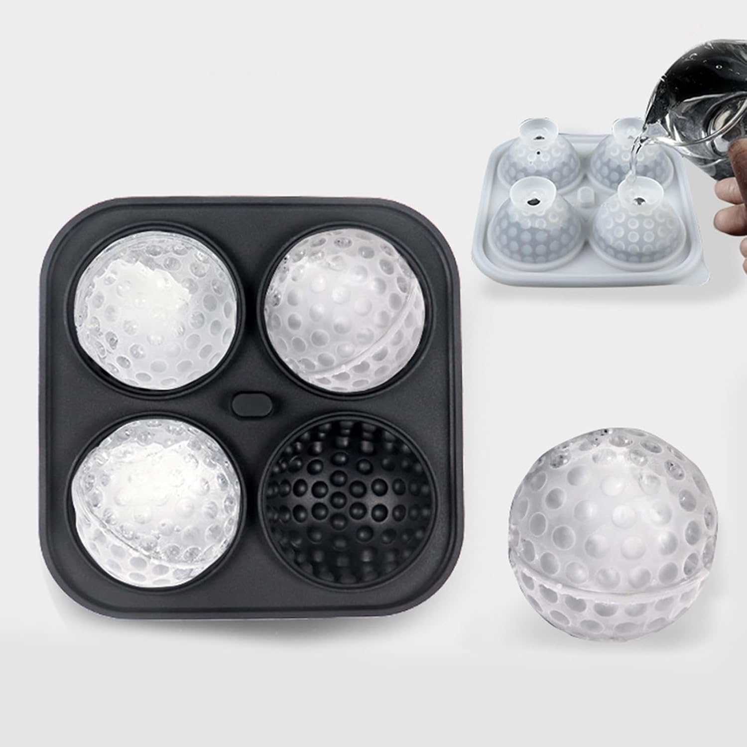 [Food Grade Silicone] Ice Ball Mold Set - Leak-proof Funnel Lid Design + Easy-to-Remove Special Ice Box, Suitable for Whiskey/Cocktail/Juice DIY