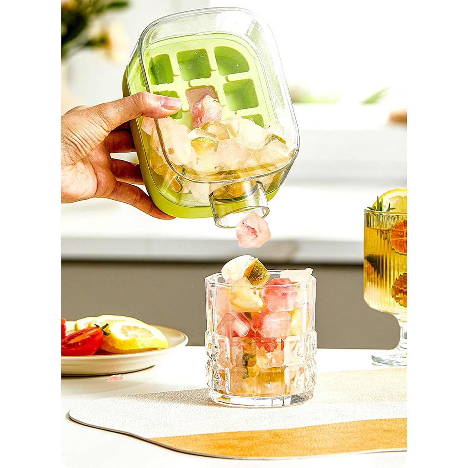 500ml ice water bottle 2 in 1 press water ice cube ice box ice making high value portable ice cube fitness outdoor activities essential with straw +