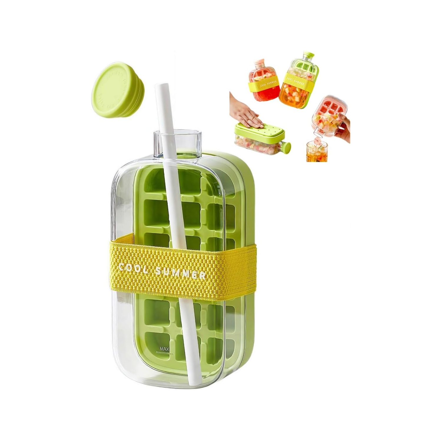 800ml large capacity One-touch ice-dispensing portable ice drink cup | Ice tray and water cup two-in-one | Portable for fitness and outdoor use |