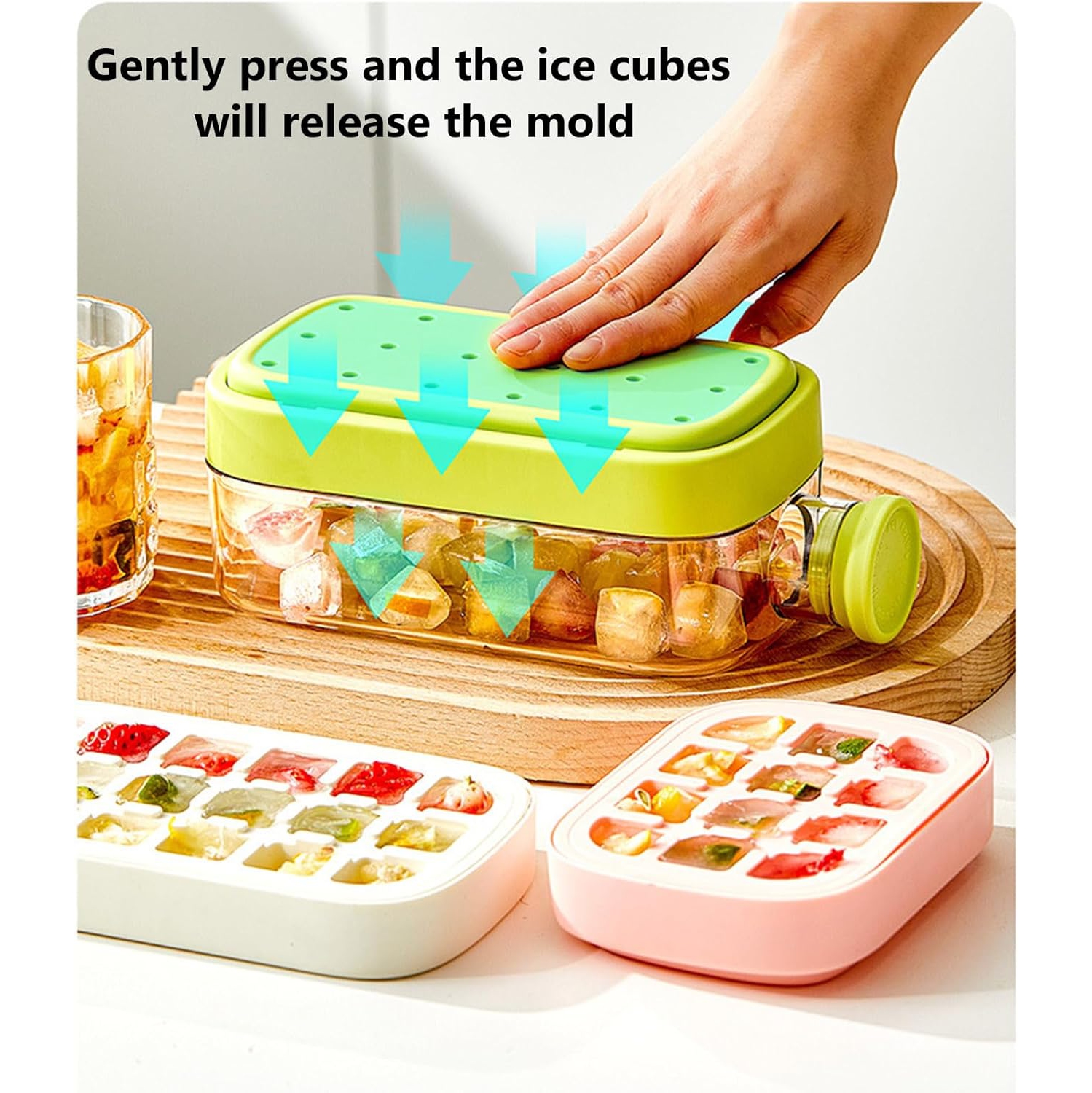 800ml large capacity One-touch ice-dispensing portable ice drink cup | Ice tray and water cup two-in-one | Portable for fitness and outdoor use |