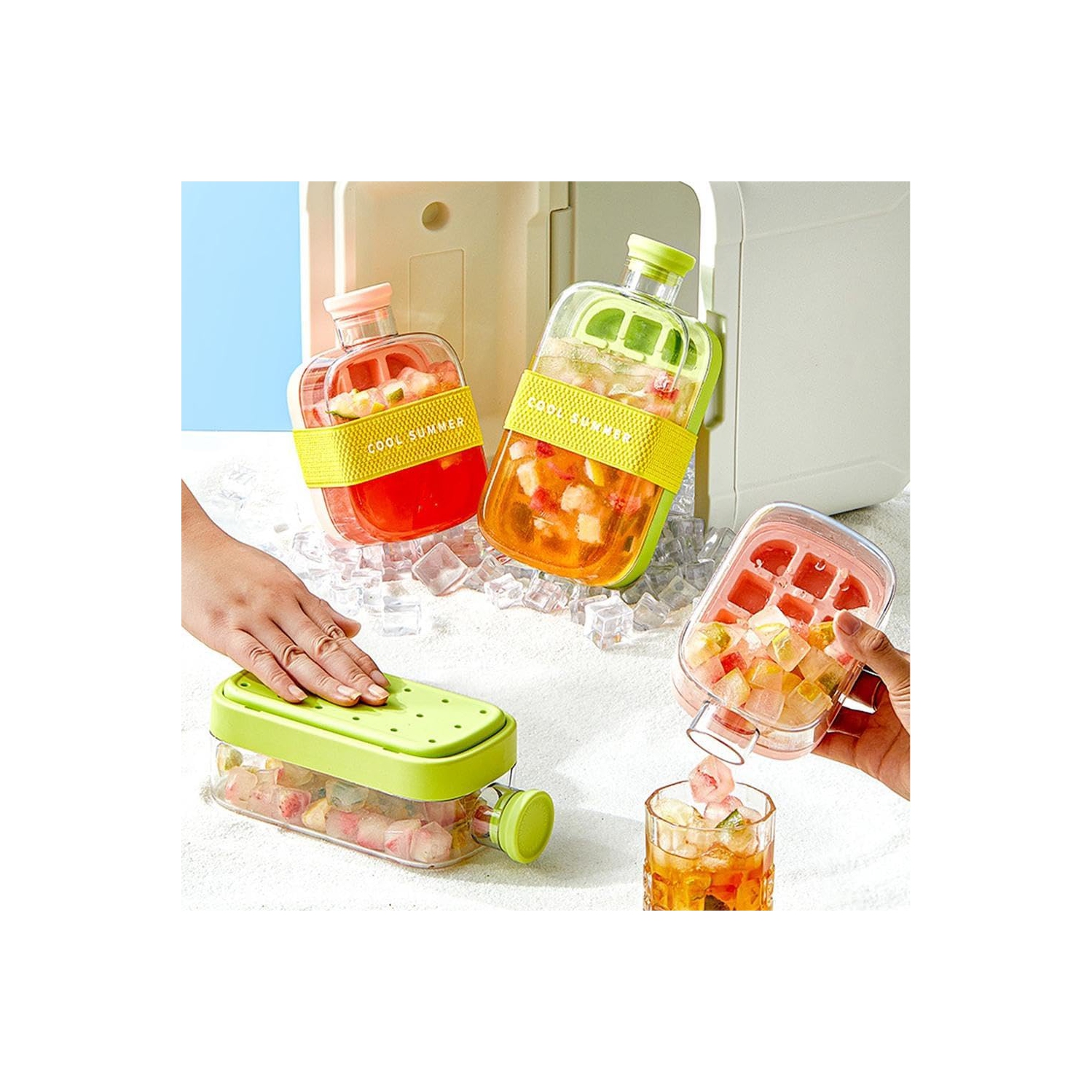 800ml large capacity One-touch ice-dispensing portable ice drink cup | Ice tray and water cup two-in-one | Portable for fitness and outdoor use |