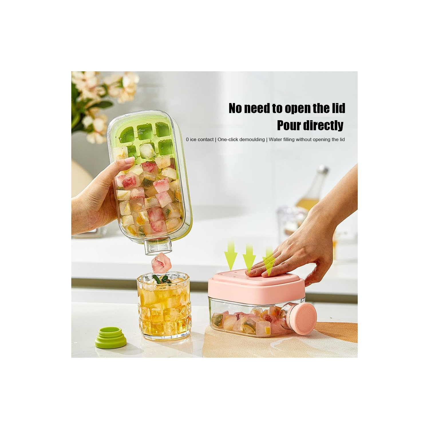 500ml ice water bottle 2 in 1 press water ice cube ice box ice making high value portable ice cube fitness outdoor activities essential with straw +