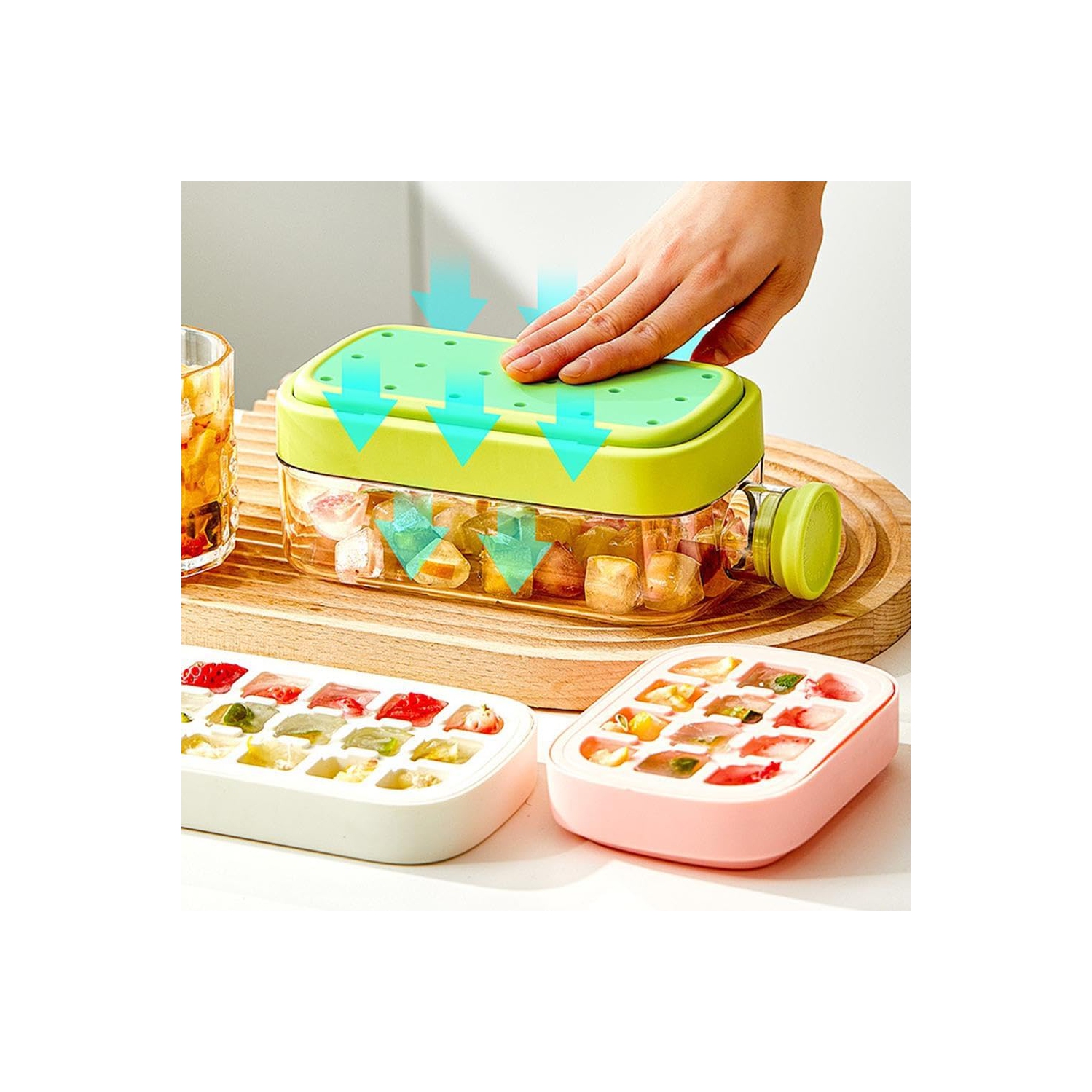 500ml ice water bottle 2 in 1 press water ice cube ice box ice making high value portable ice cube fitness outdoor activities essential with straw +